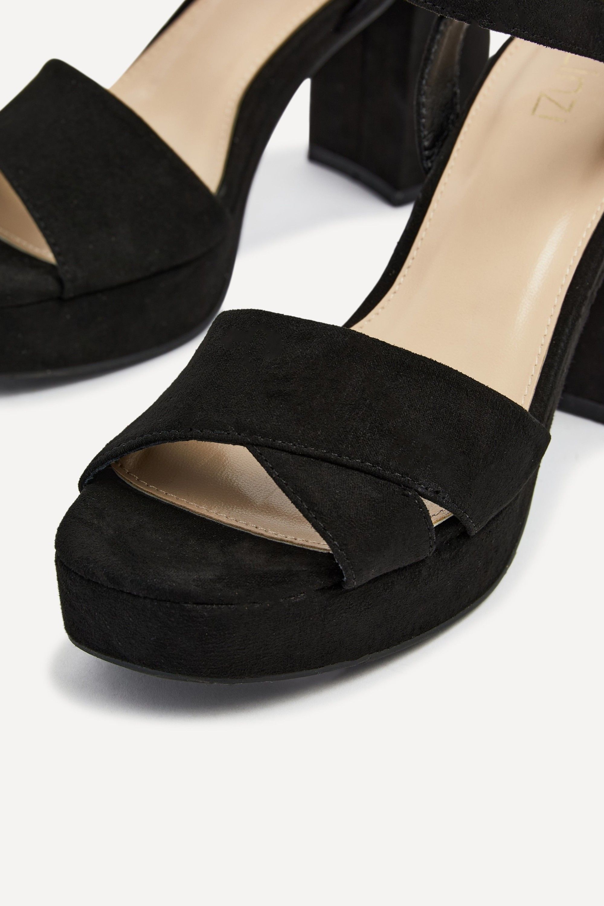 Linzi Verony Black Faux Suede Platform Block Heel image 5