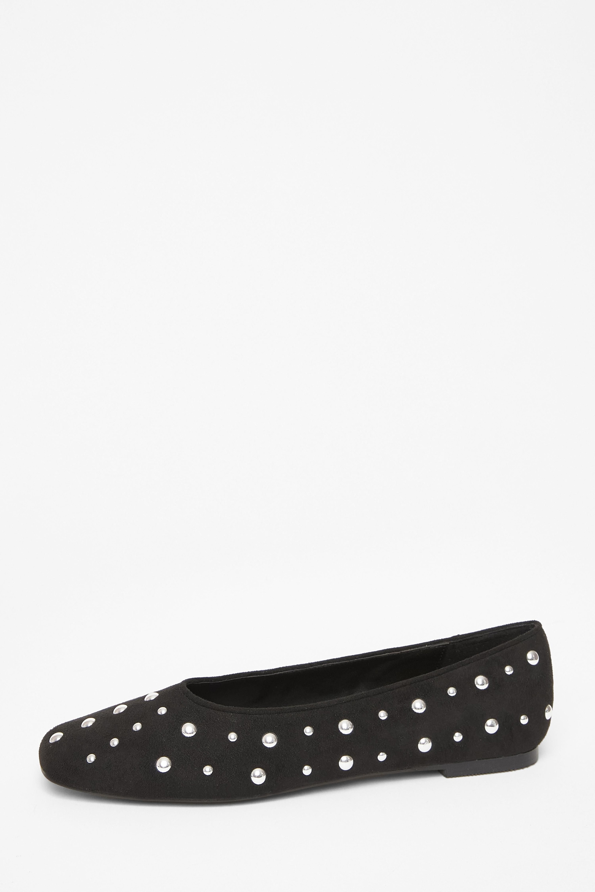 Quiz Black Faux Suede Studded Pumps image 3