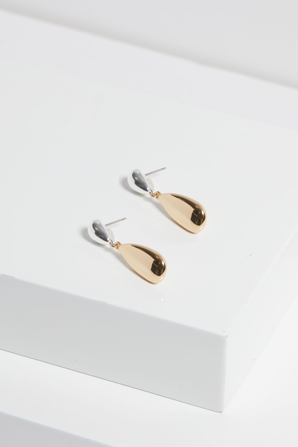 Jon Richard Two Tone Polished Drop Earrings image 2