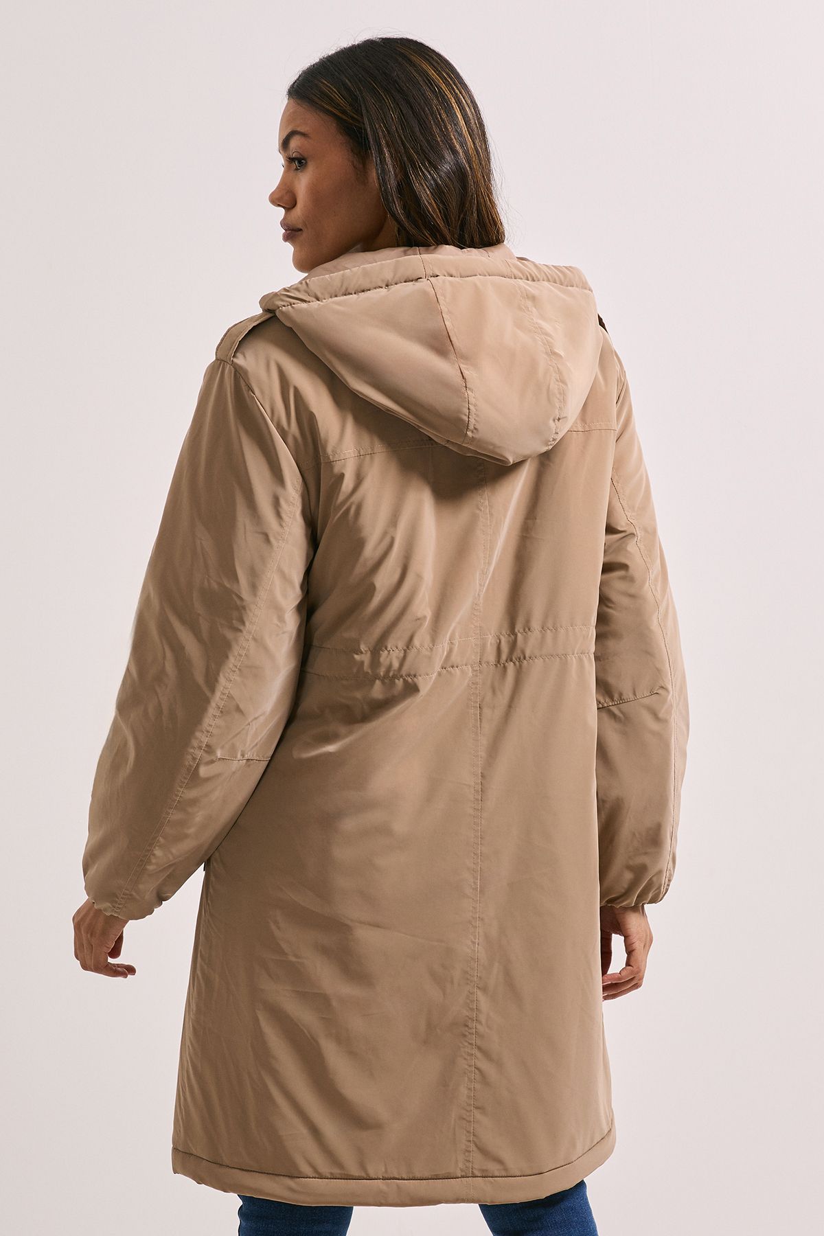 Dorothy Perkins Barrel Sleeve Parka Coat Mocha image 3
