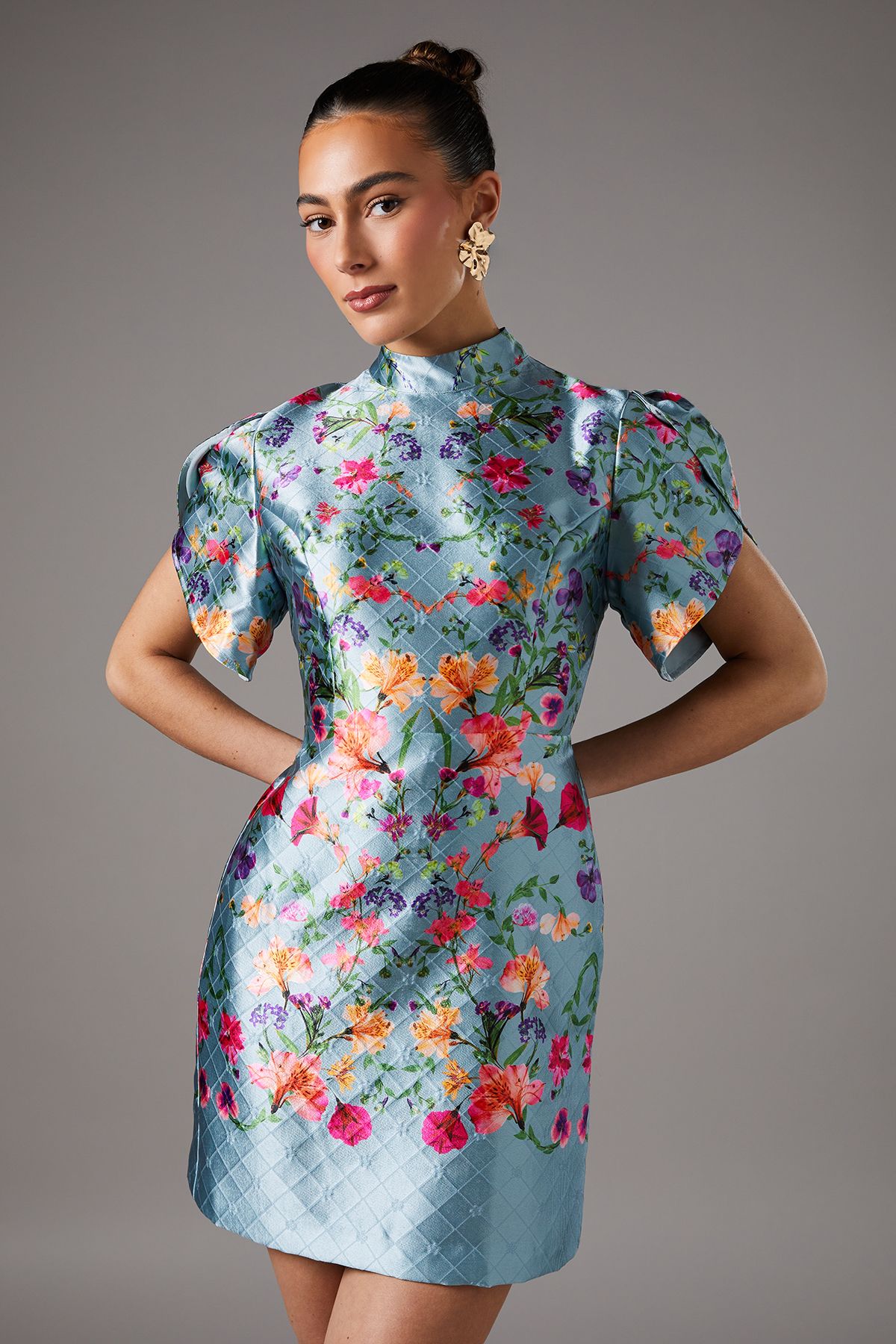 Coast Floral Placed Tulip Sleeve Mini Dress Multi image 2