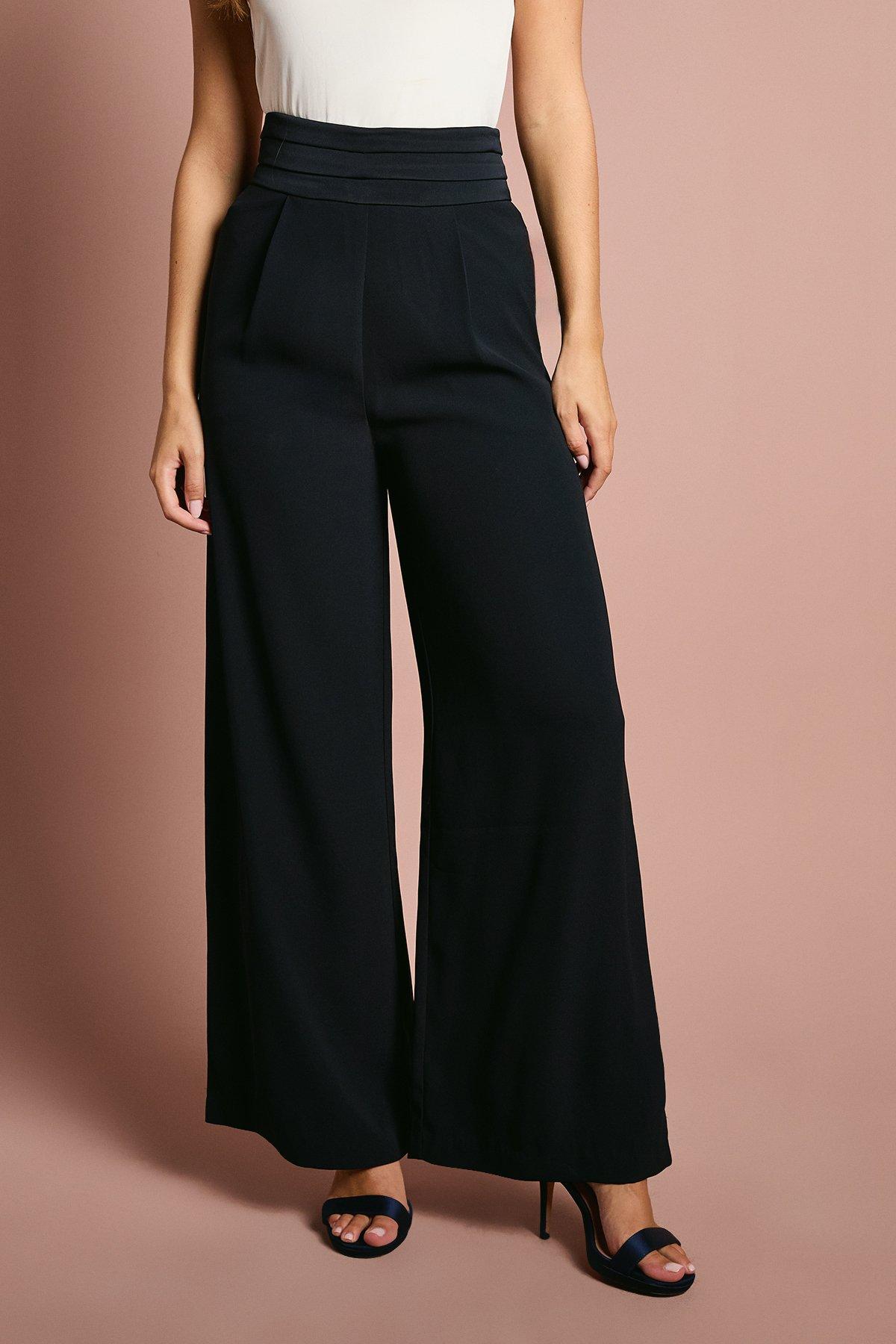 Abiesh Boucle Tailored Wide Leg Trouser Navy