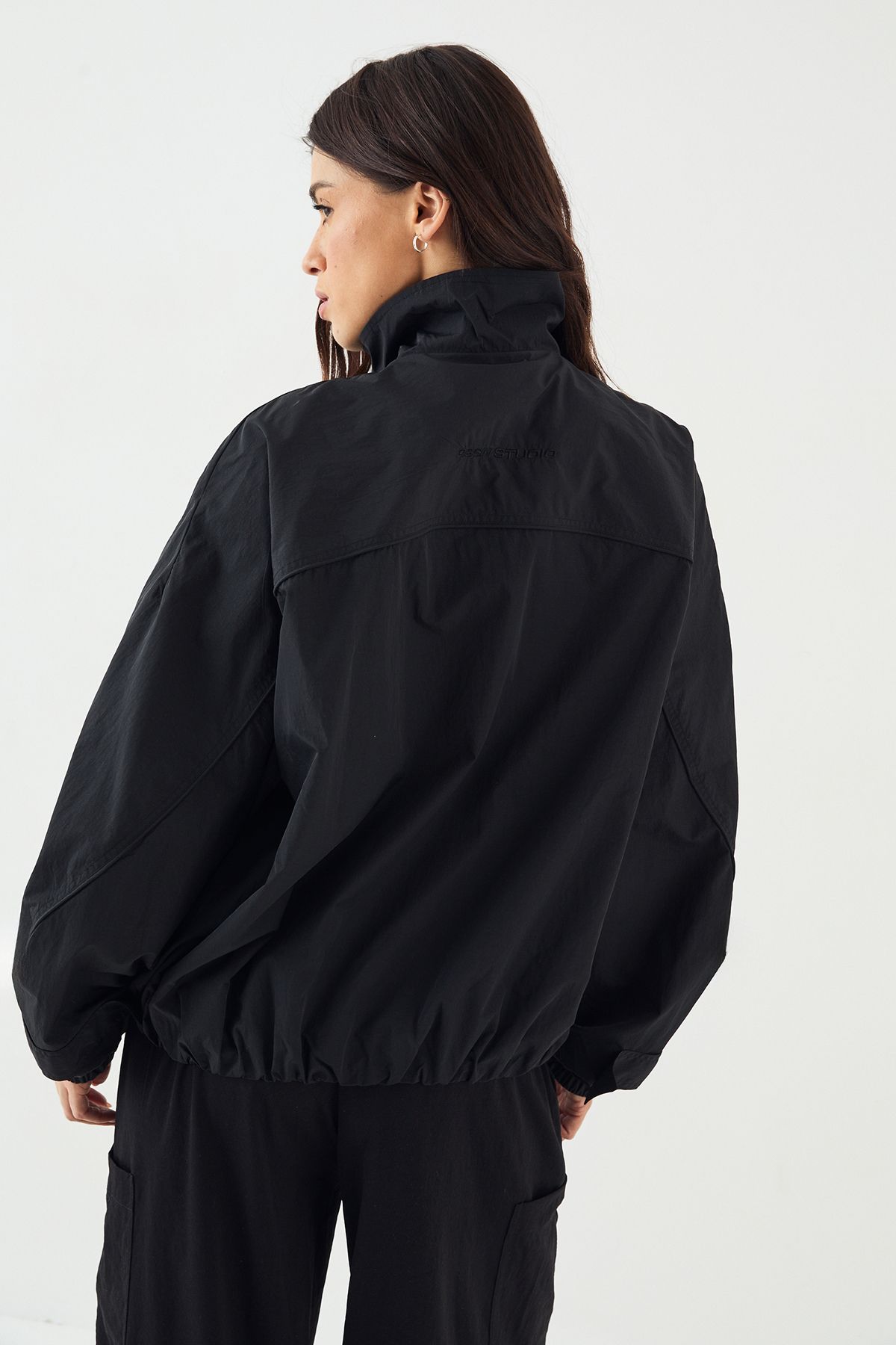 DSGN Studio DSGN Studio Nylon Zip Through Funnel Neck Track Jacket Black image 2