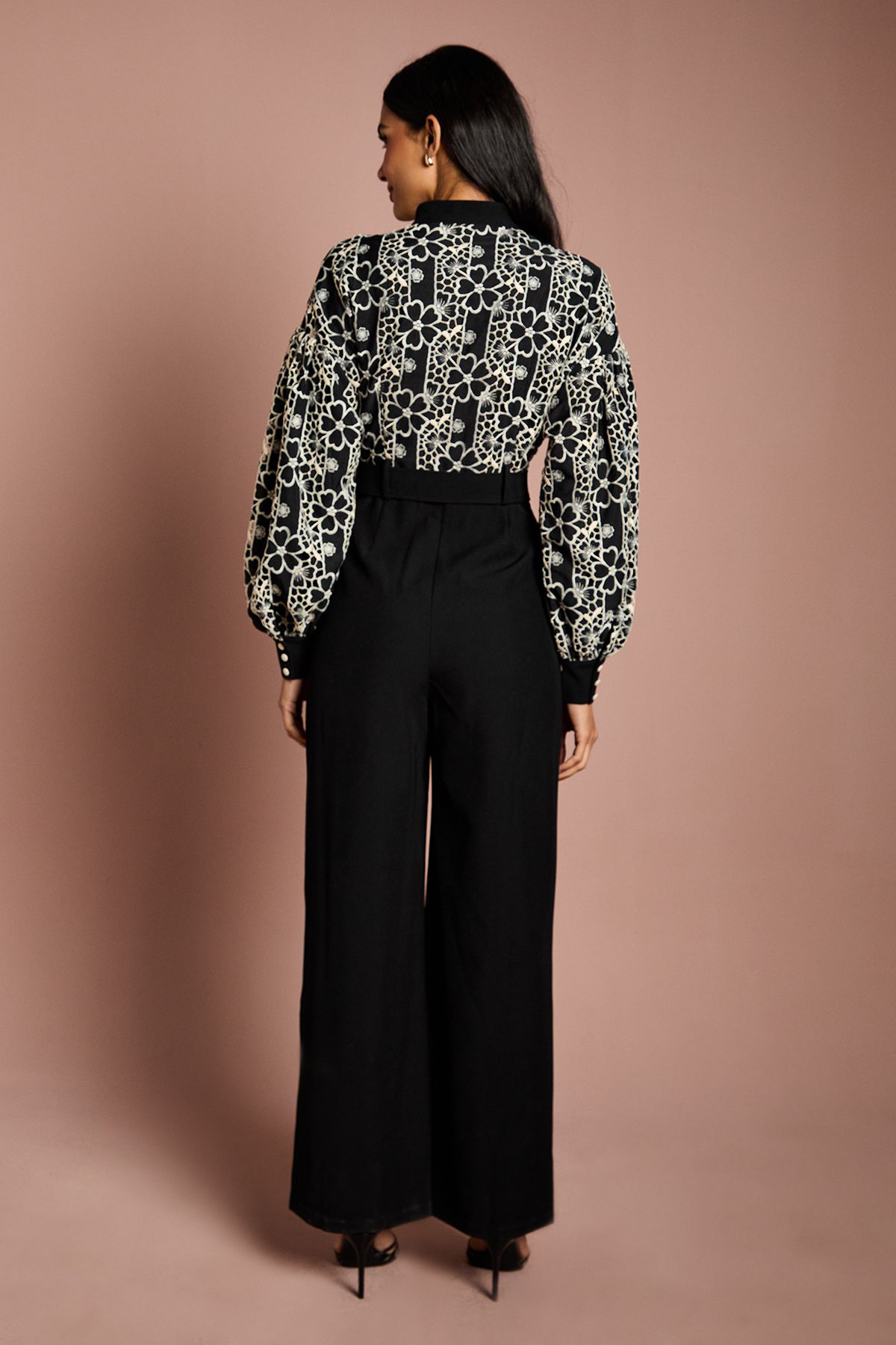 Coast Blouson Sleeve Belted Wide Leg Jumpsuit Mono image 3