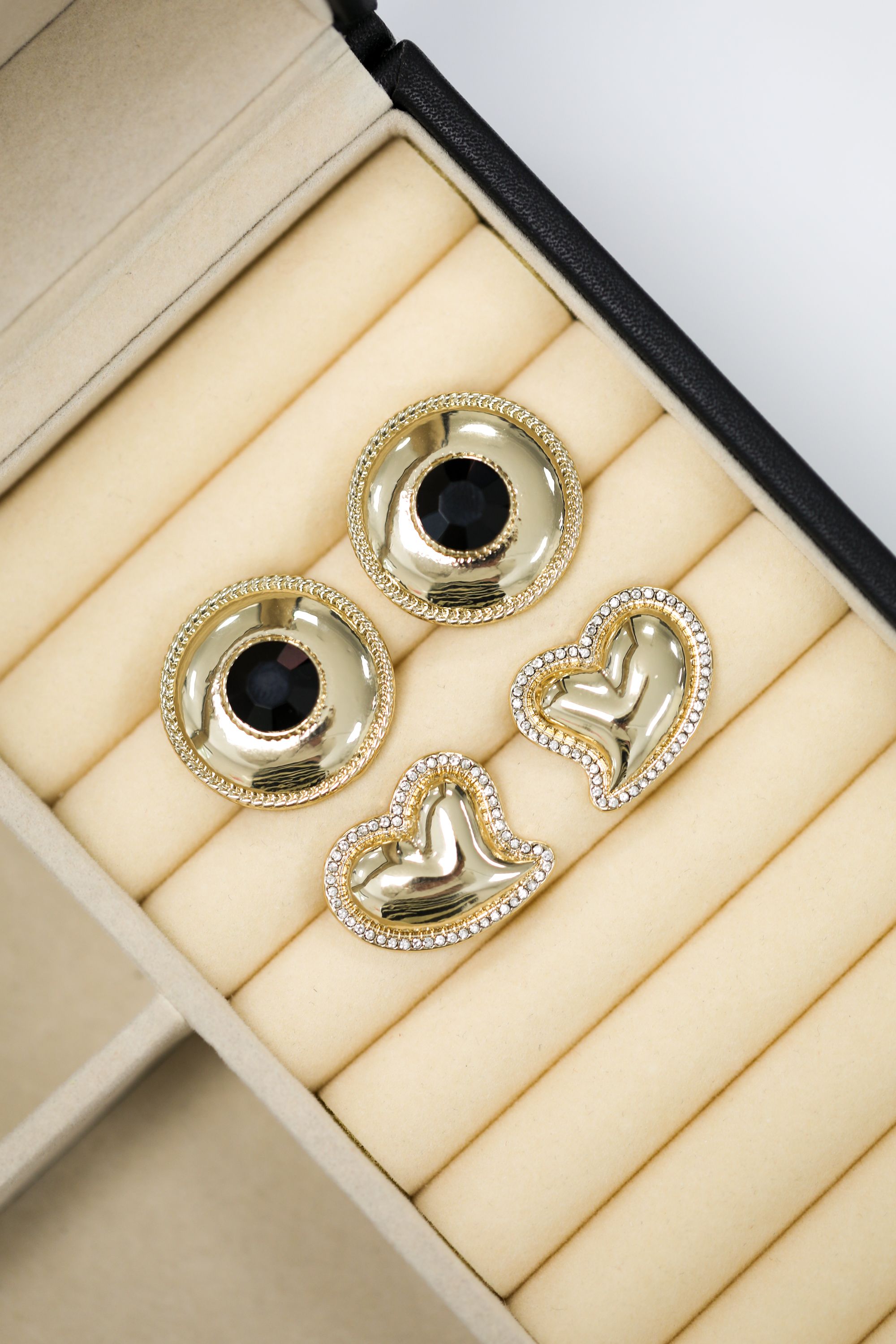 Jon Richard Puff Heart And Cubic Zirconia Stud Earrings image 3