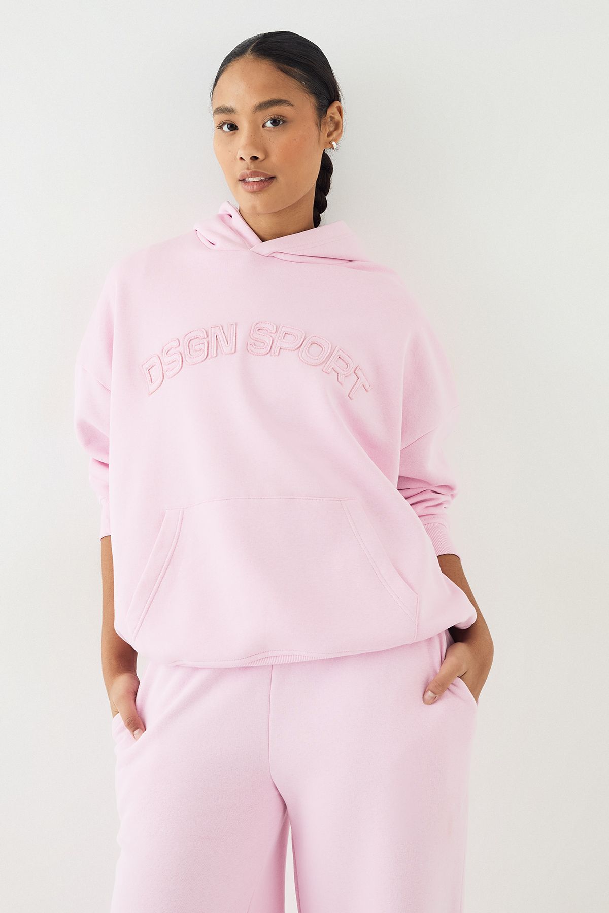 DSGN Studio DSGN Studio Self Fabric Applique Oversized Hoodie Pink image 3