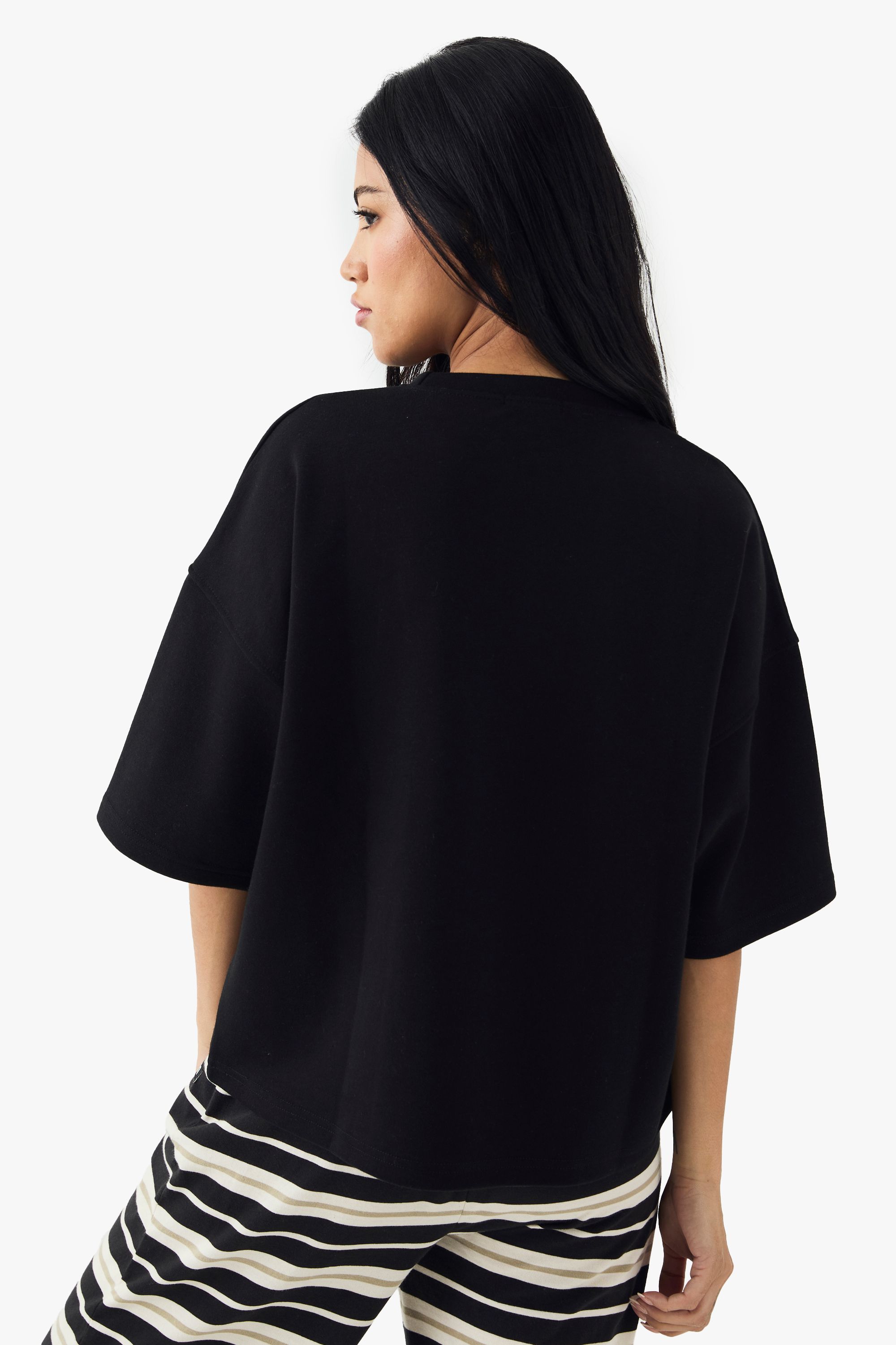 DSGN Studio DSGN Studio Pocket Detail Short Sleeve Interlock Oversized T-Shirt Black image 2