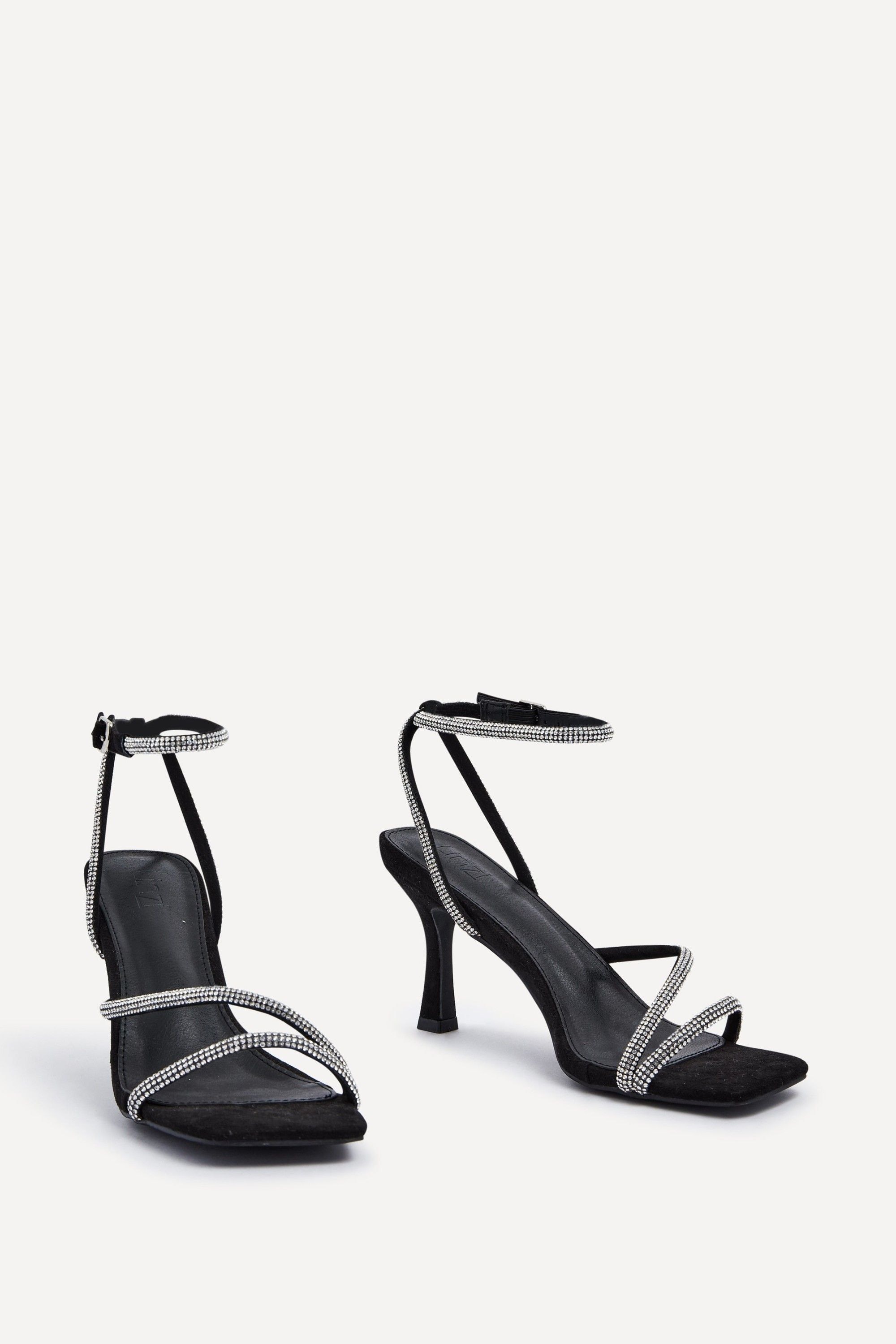 Linzi Mayfair Black Suede Diamante Heeled Sandal image 3