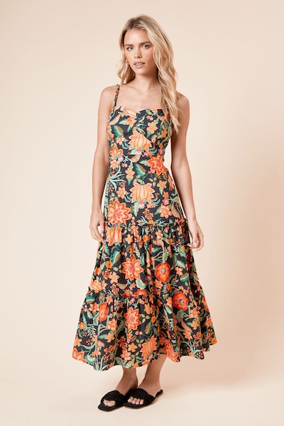 Dorothy Perkins Petite Twist Detail Strappy Tiered Midi Dress Floral