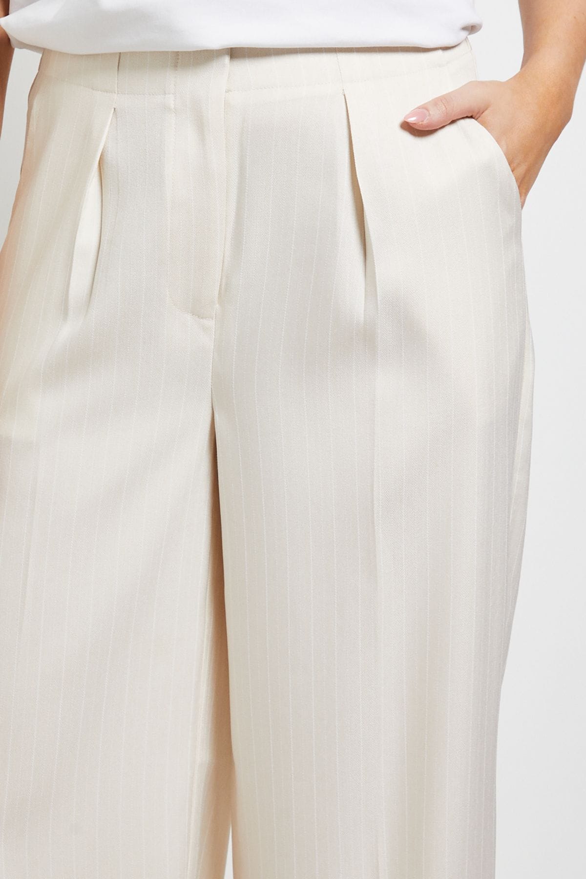 Dorothy Perkins Wide Leg Full Length Pinstripe Trouser Stone image 4