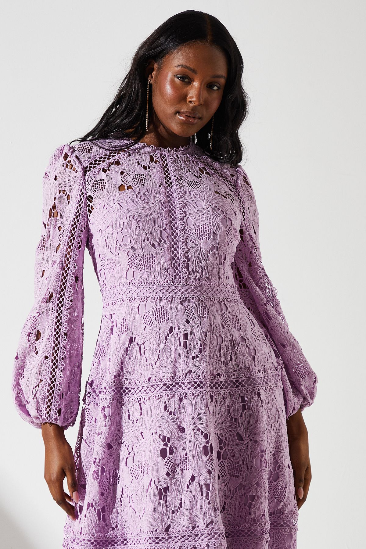 Coast Lace Panelled Long Sleeve Dress Lilac image 4