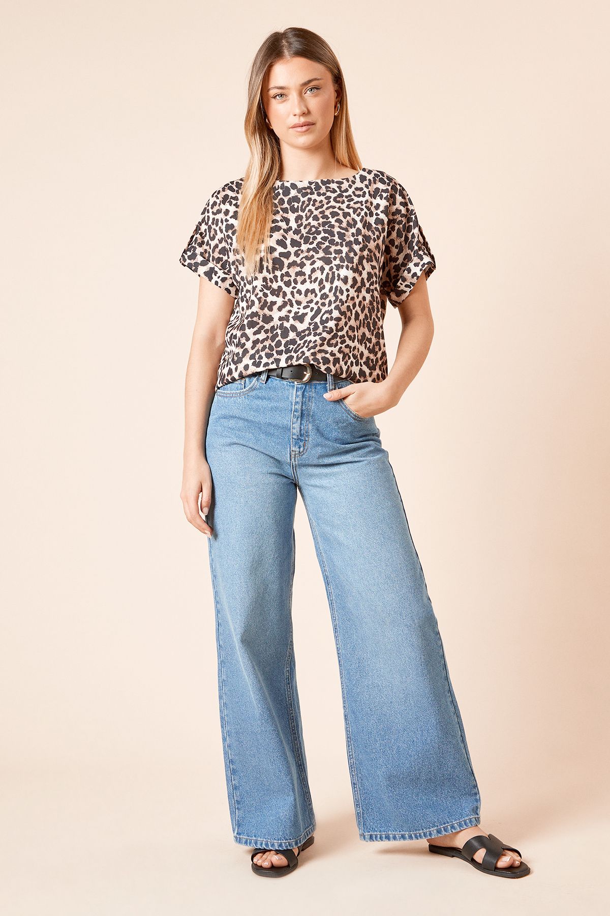 Dorothy Perkins Leopard Roll Sleeve Blouse Leopard image 1