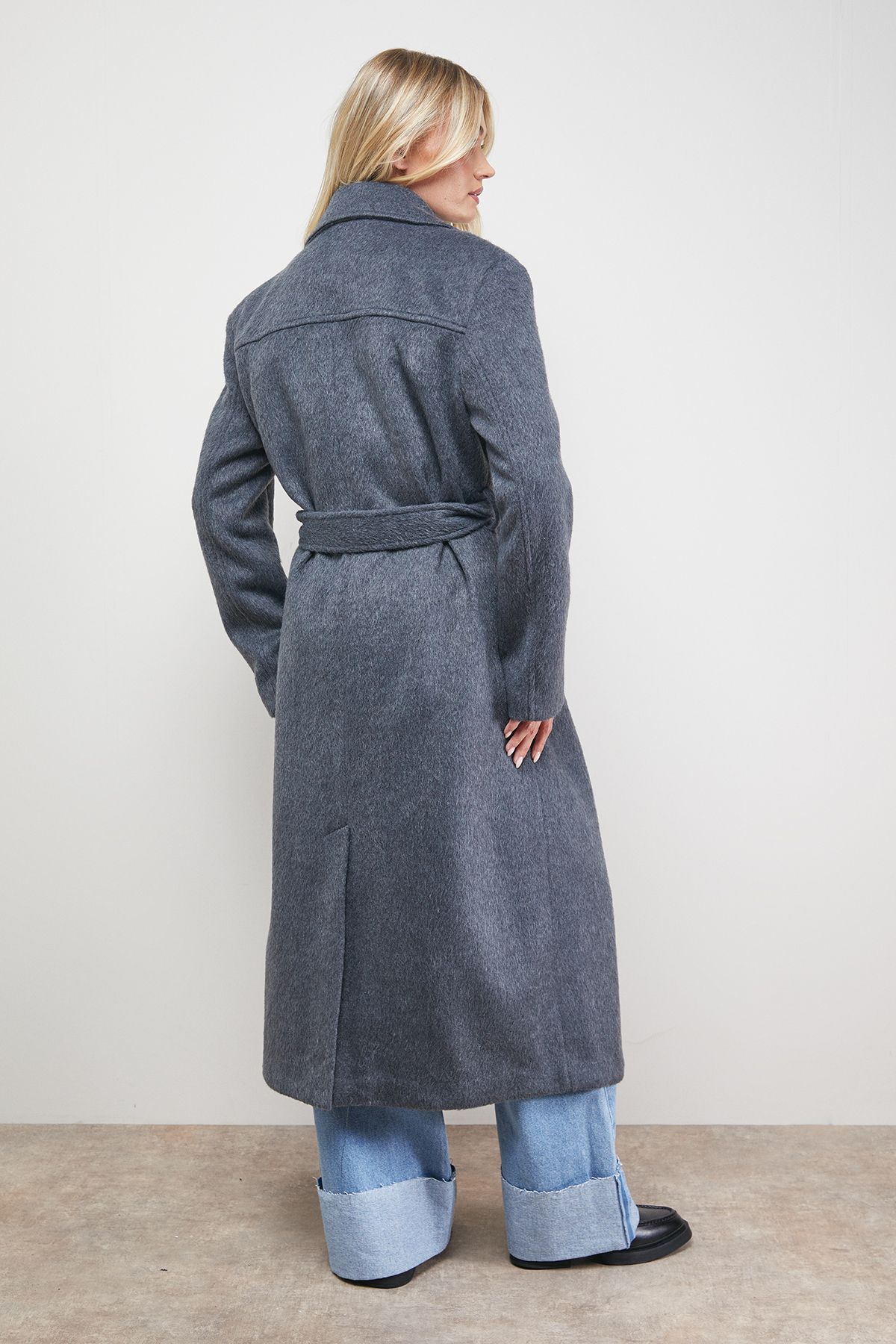 Oasis Brushed Belted Coat Grey image 5