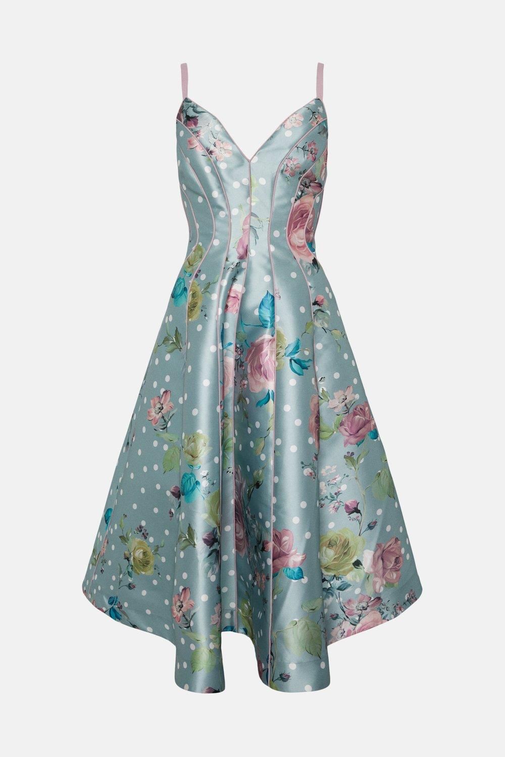 Coast Floral Print Twill Midi Cami Dress Sage image 4