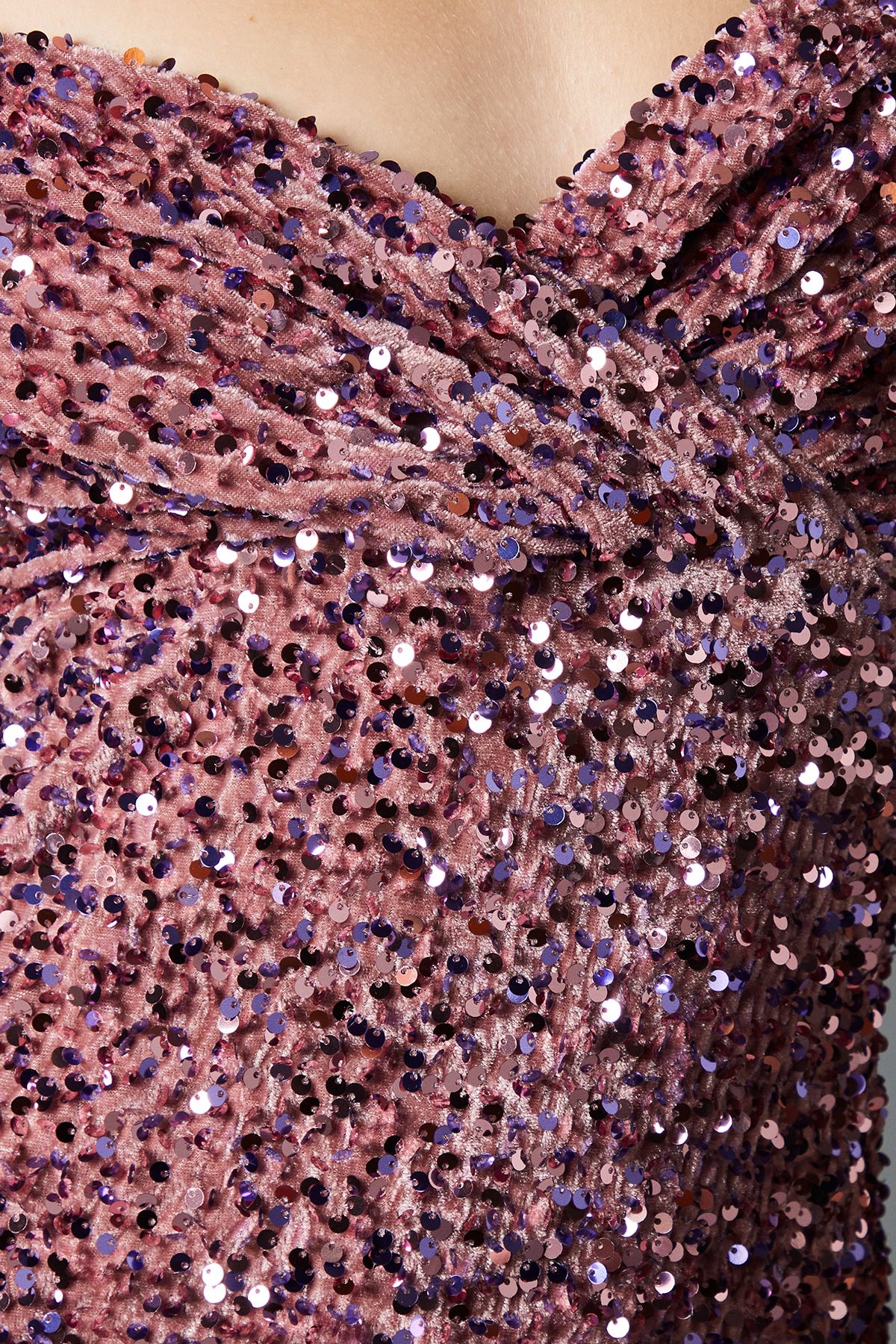 Coast Bardot Velvet Sequin Midi Dress Blush image 5