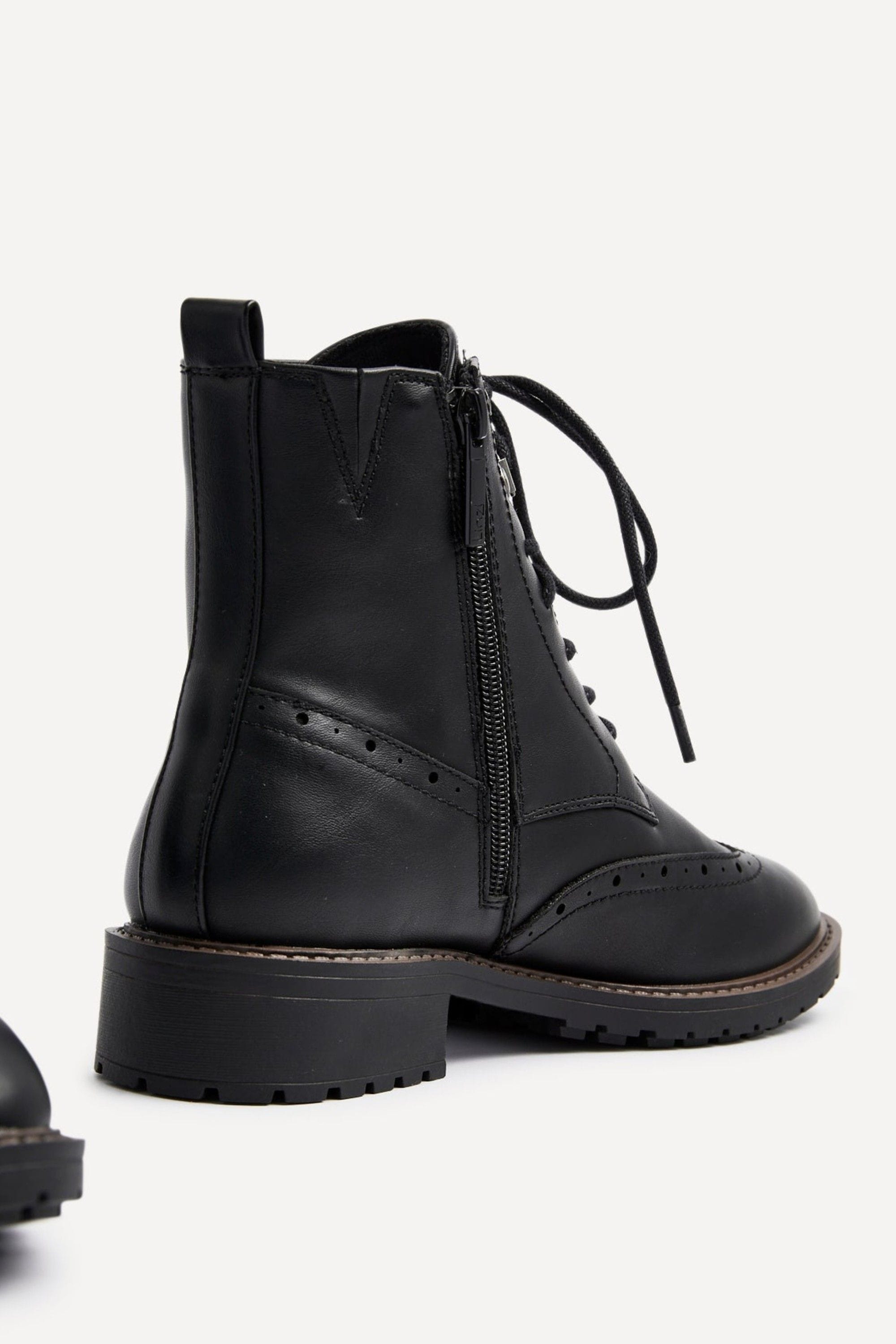 Linzi Ashleigh Black Faux Leather Lace Up Military Boot image 4