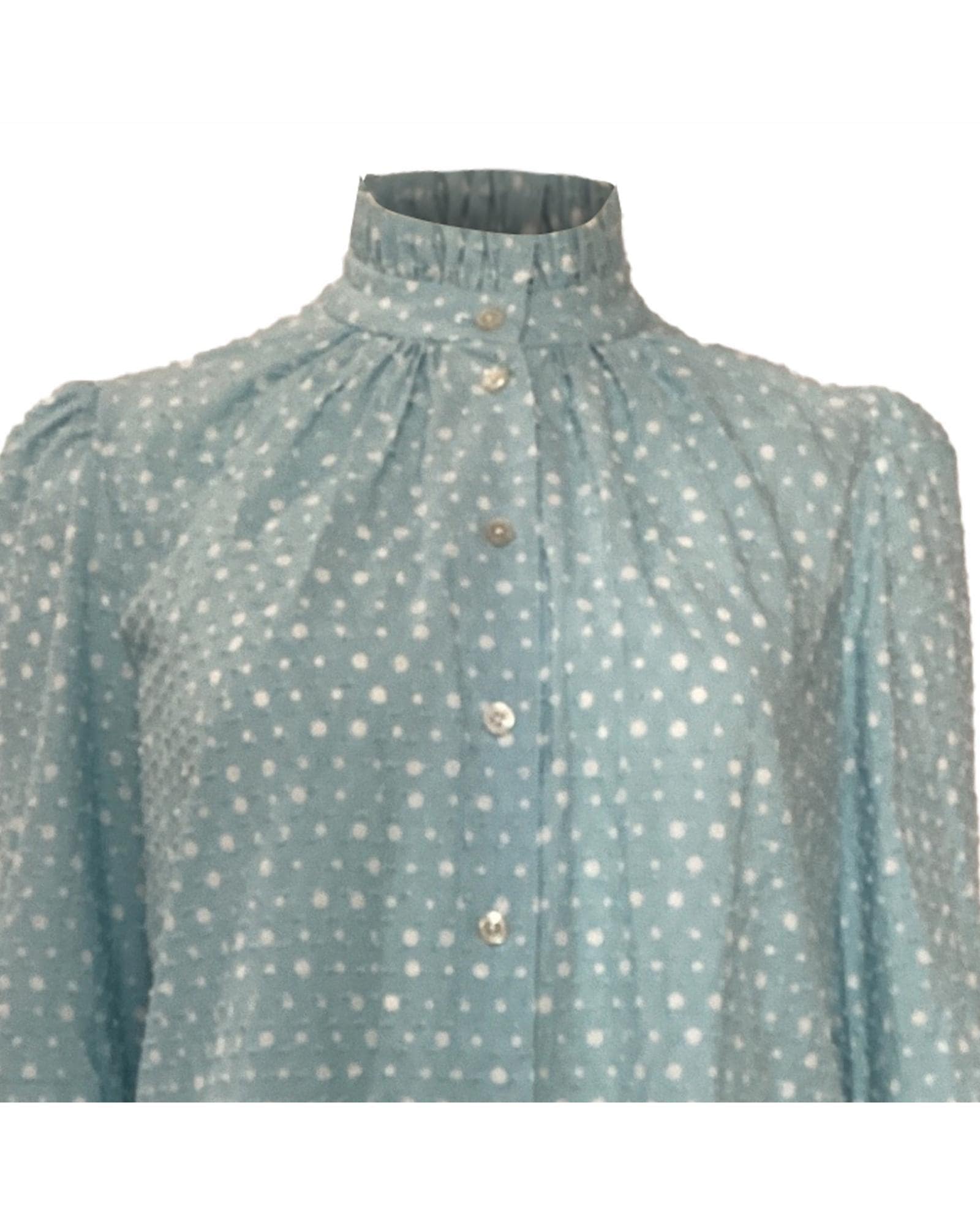 Marc Jacobs Preloved Polka Dot High Neck Blouse Wo - Blue | Light Blue image 8