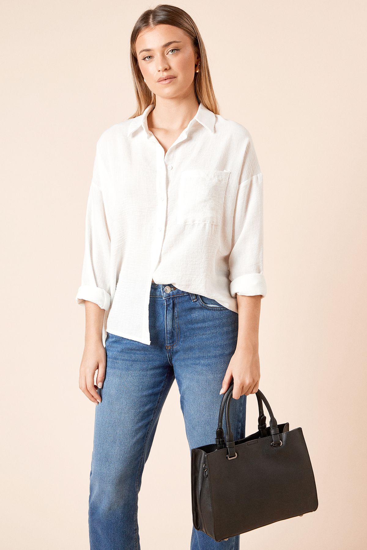 Dorothy Perkins Stockport Faux Leather Tote Bag With Cross Body Strap Black image 2