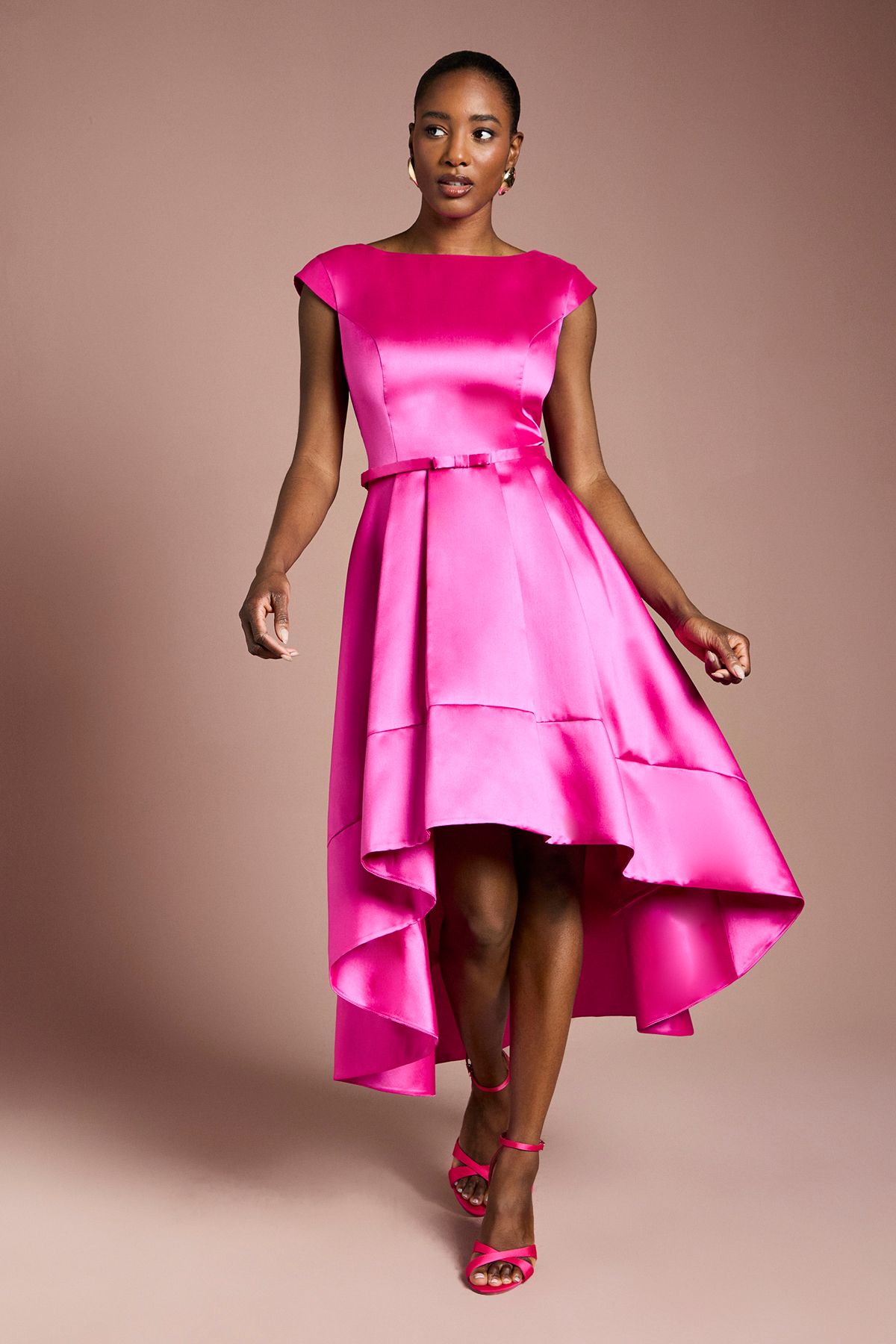 Coast Twill Hi-Lo Midi Dress Magenta