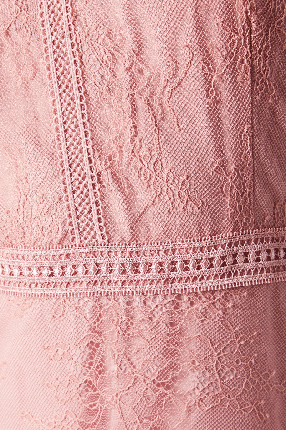 Oasis Delicate Lace Apron Neck Maxi Bridesmaids Dress Blush image 5