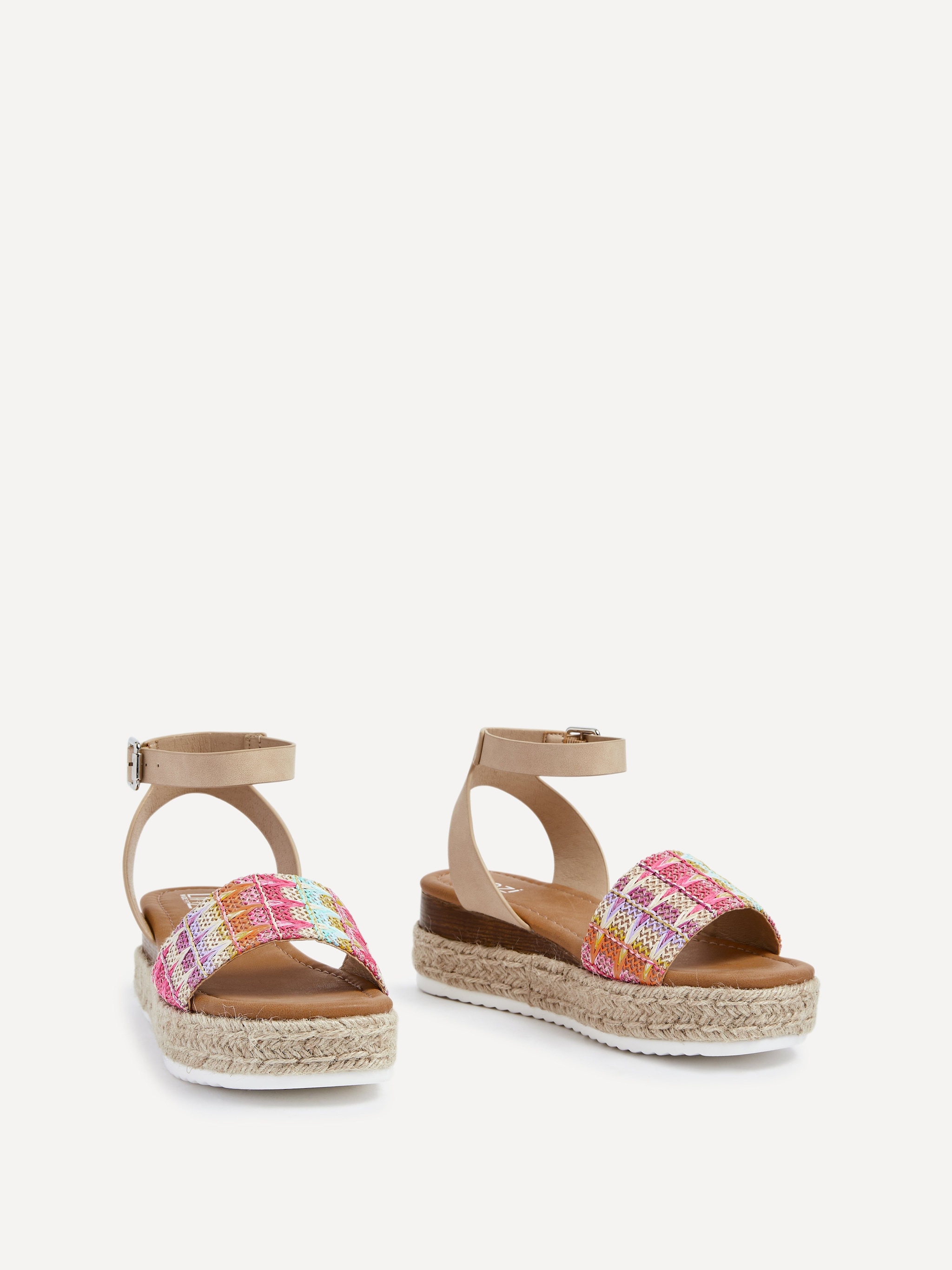 Linzi Sahara Wide Fit Multi Coloured Raffia Flatform Sandal image 3