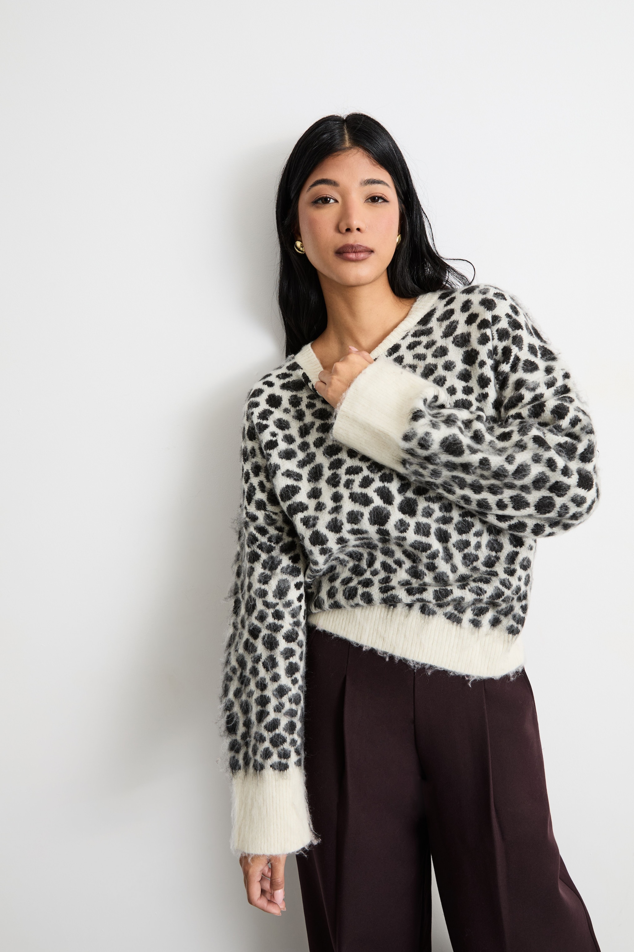 Warehouse Deer Jacquard Knit Jumper Mono image 2