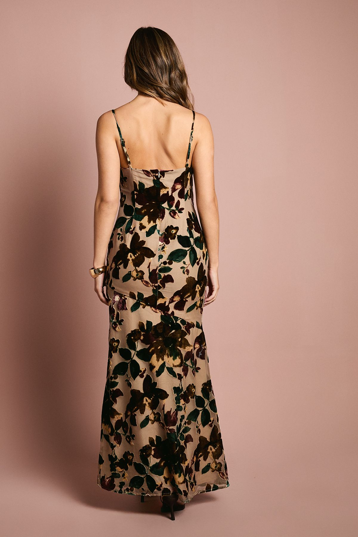 Coast Sleeveless Strappy Devour Slip Dress With Lace Insert Mocha image 3