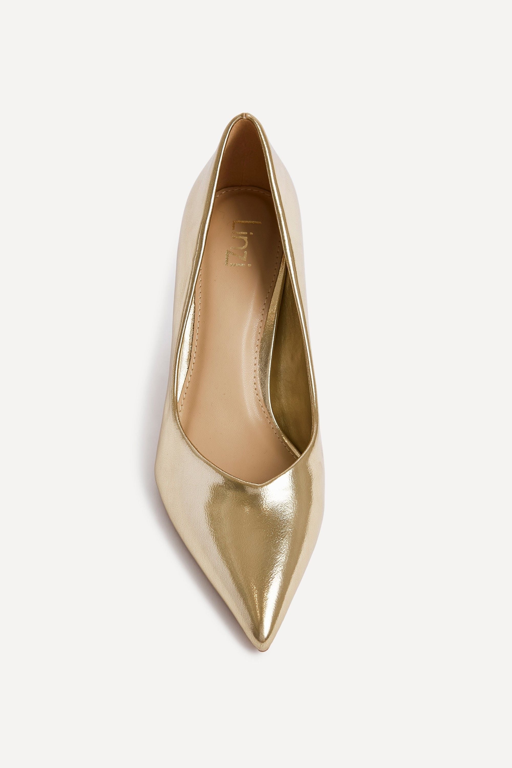 Linzi Classic Gold Faux Leather Court Heels image 4