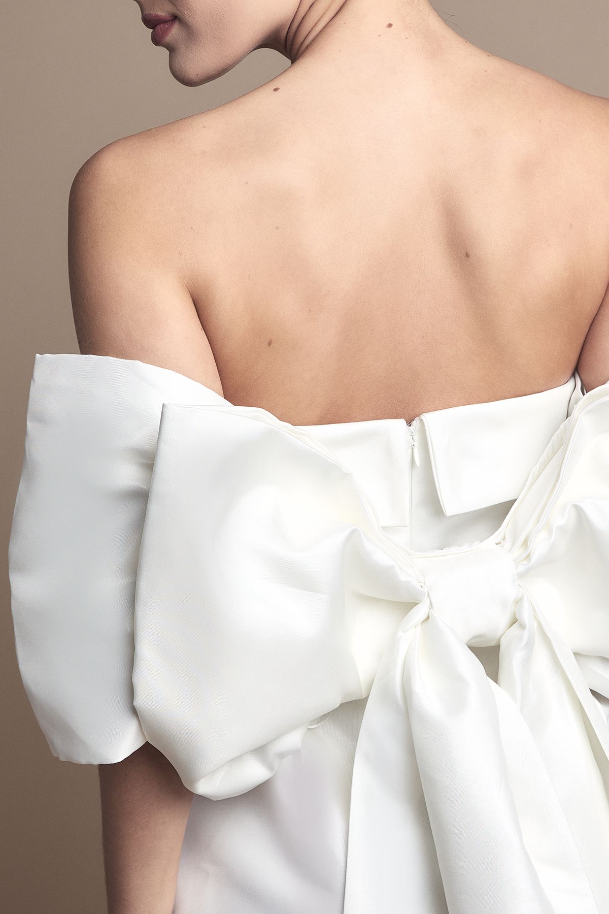 Coast Strapless Minimal Twill Mini Wedding Dress Ivory image 5