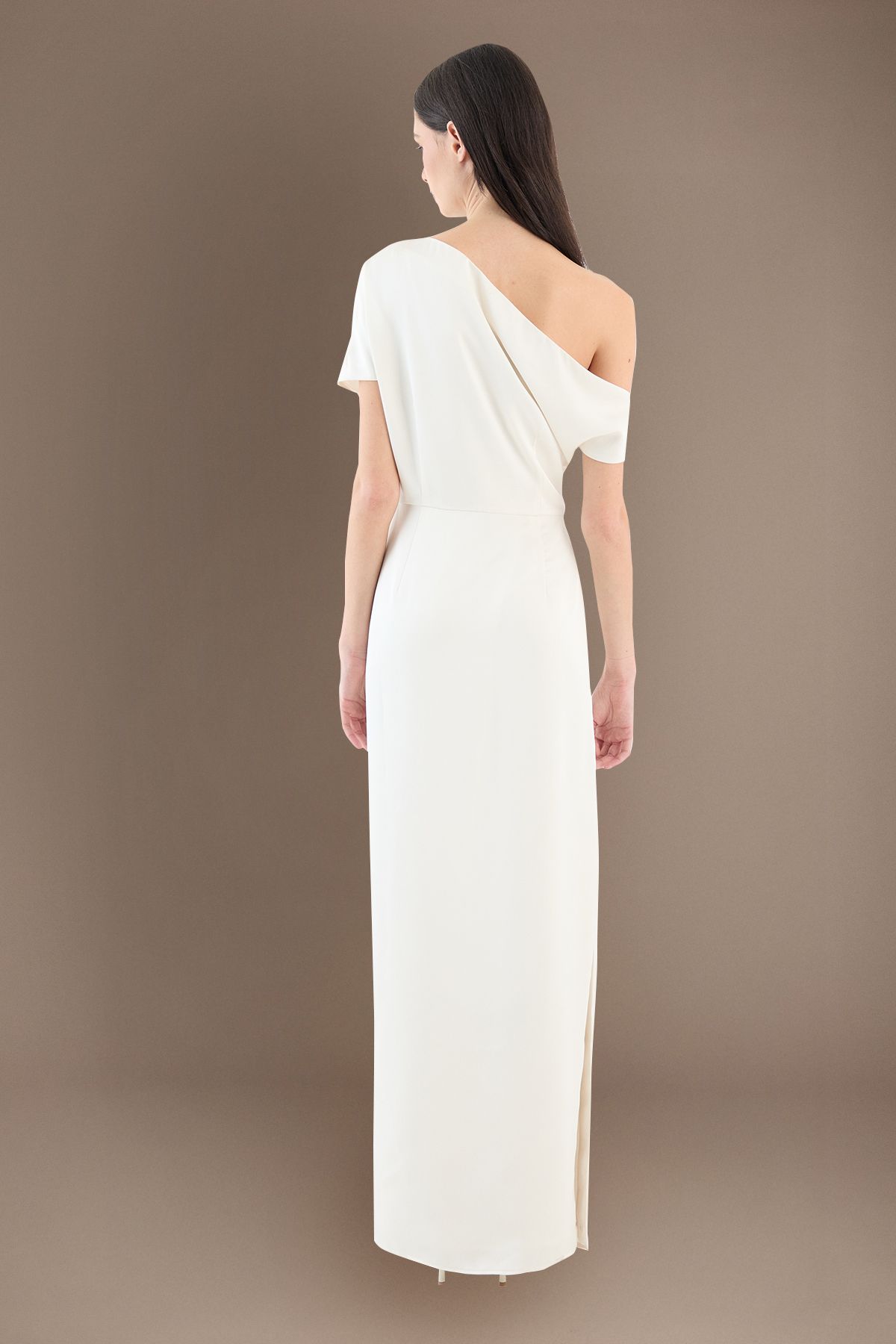 Coast Satin Ruched Detail Off The Shoulder Maxi Wedding Dress Ivory image 3