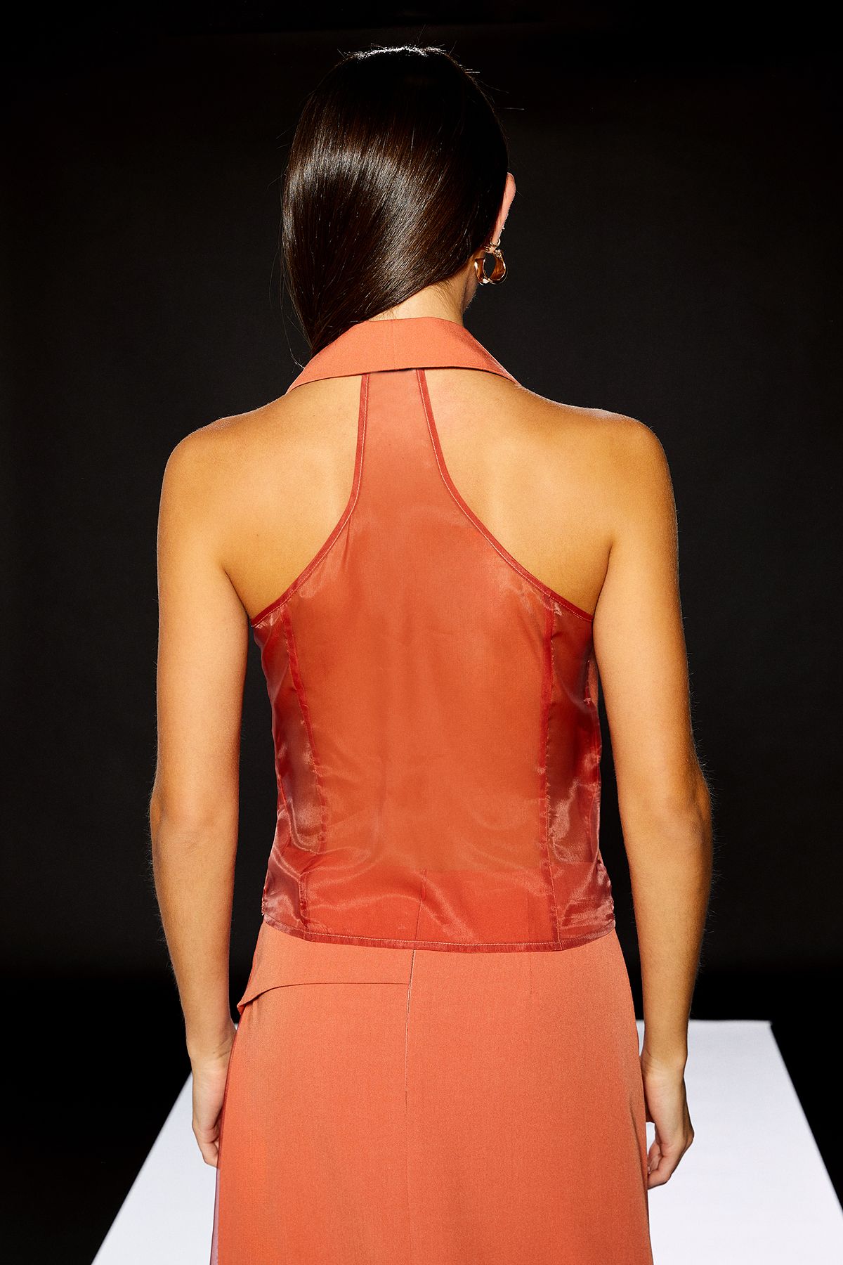 RUNWAY 1.8.1.8 Runway 1.8.1.8 Organza Panelled Waistcoat Orange image 5