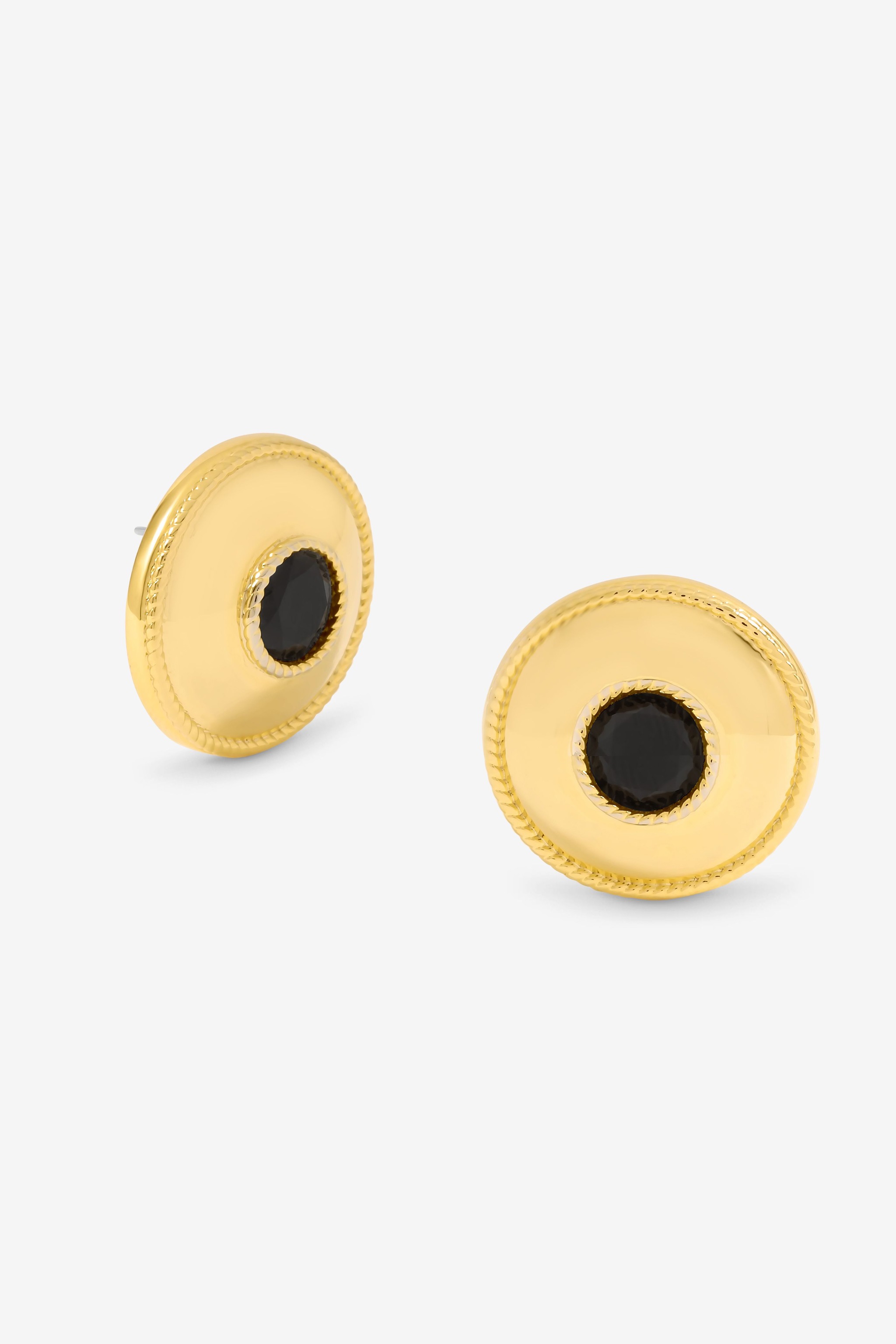 Jon Richard Statement Polished And Jet Round Earrings
