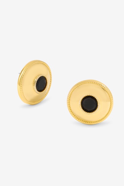 Jon Richard Statement Polished And Jet Round Earrings