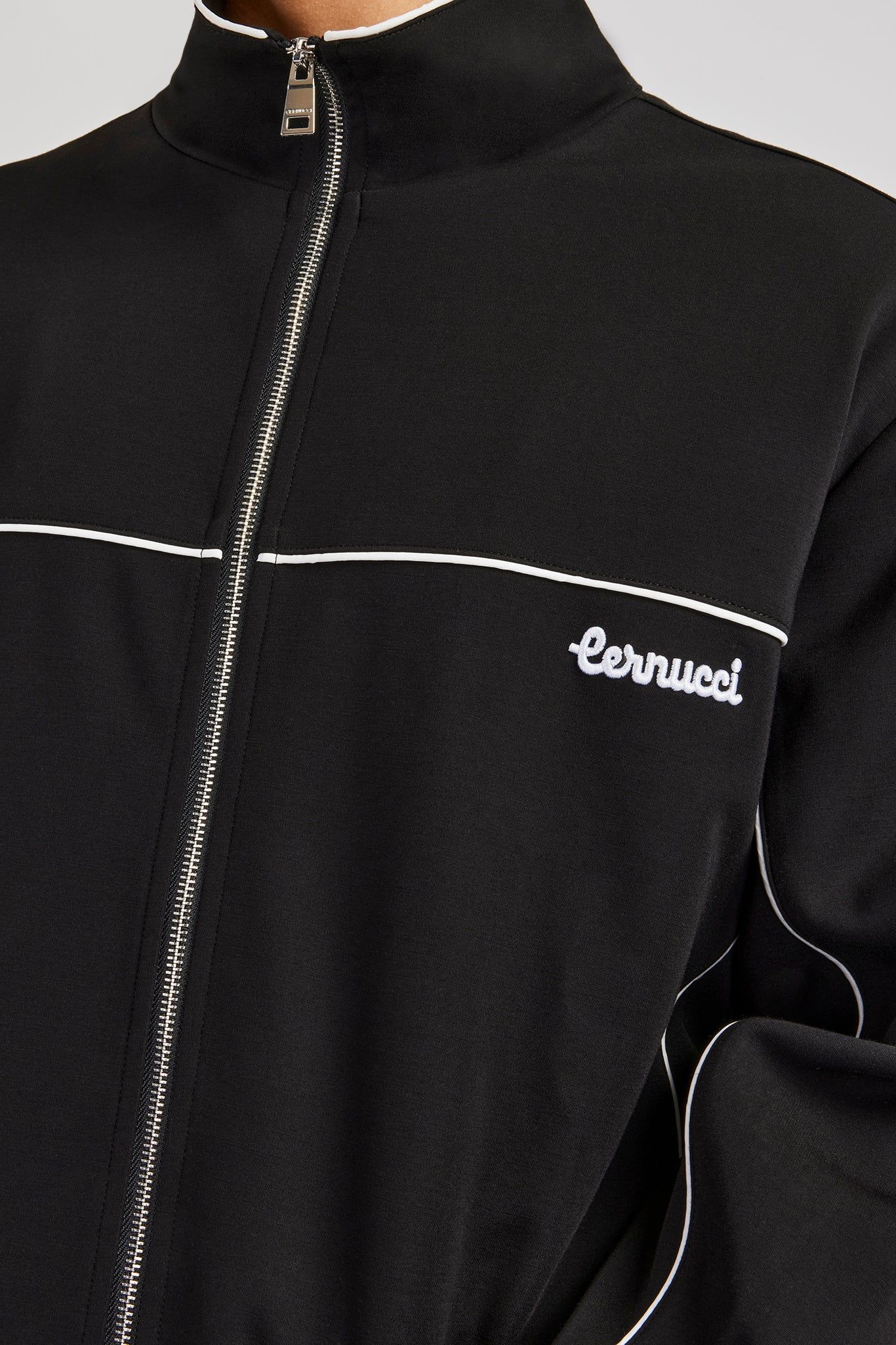 Cernucci Piping Zip Through Jacket - Black image 3