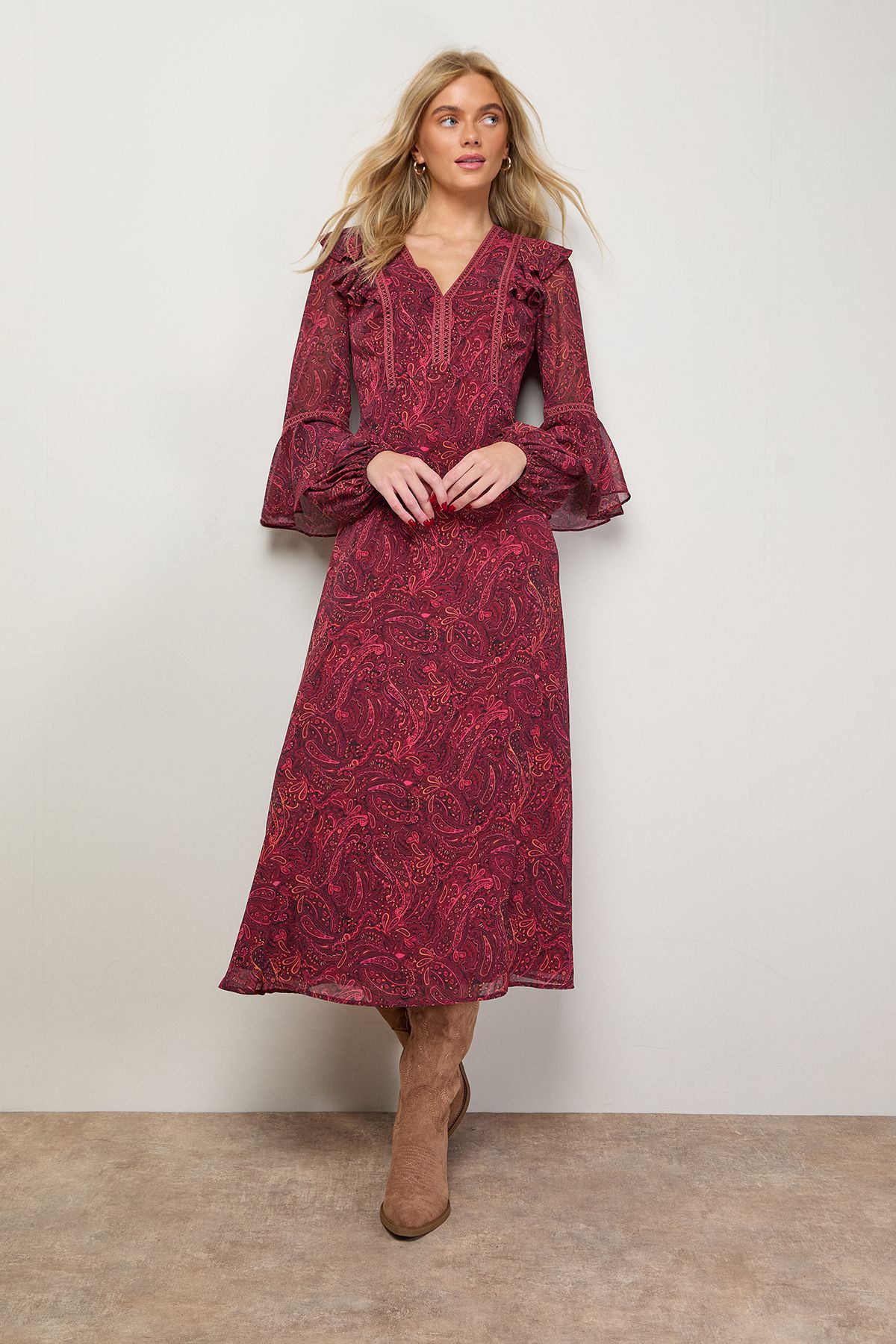 Oasis Salma Faux Leather Western Cowboy Calf Boots Camel image 2