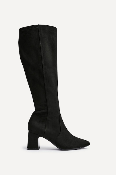 Linzi Slate Black Faux Suede Knee High Boot