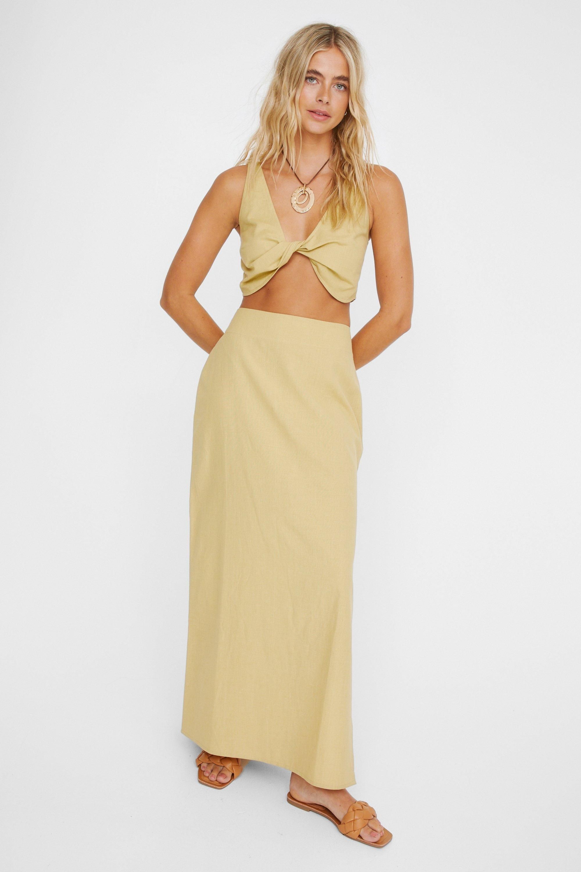NastyGal Side Split Maxi Skirt Butterscotch image 3