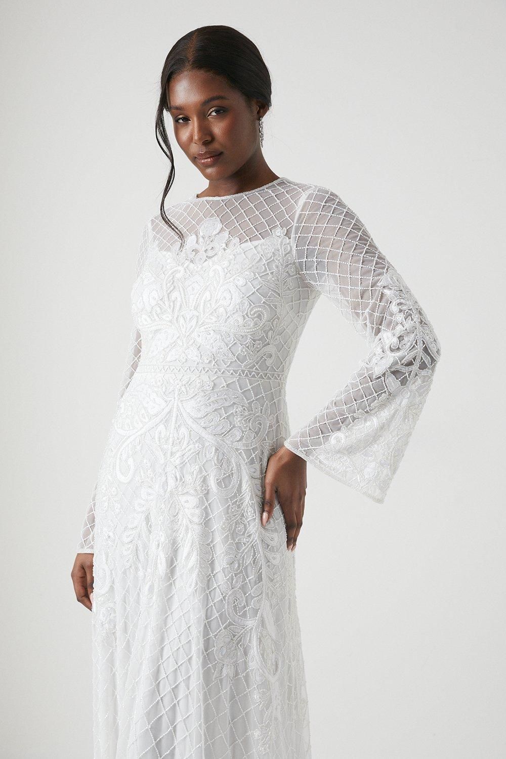 Coast Heavily Embellished Boho Wedding Dress Ivory image 2