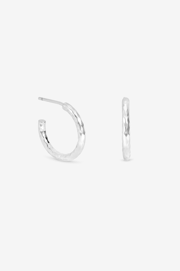 Simply Silver Sterling Silver 925 Polished Diamond Cut Hoop Earrings