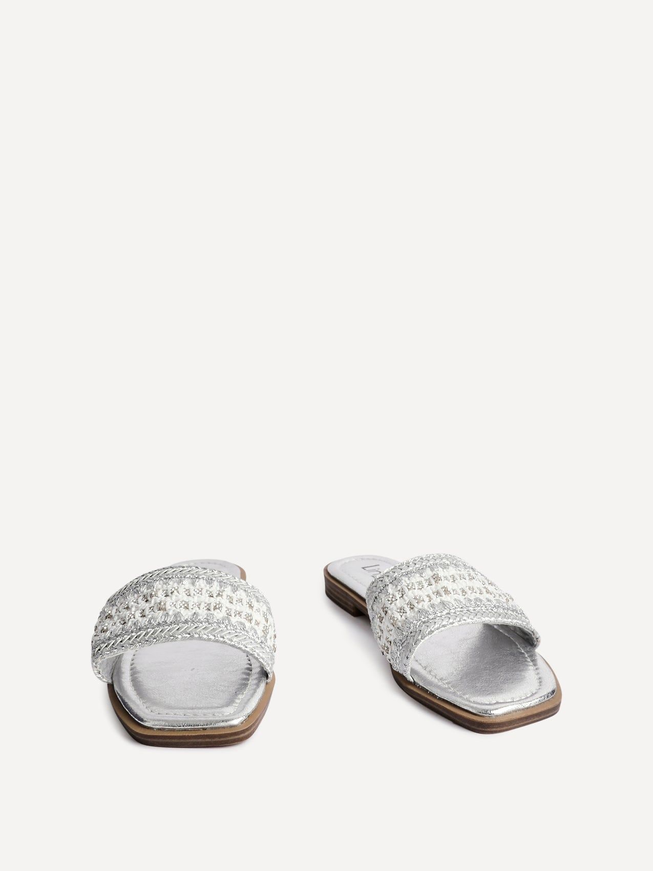 Linzi Fernanda Silver Embellished Slip On Sandals image 3