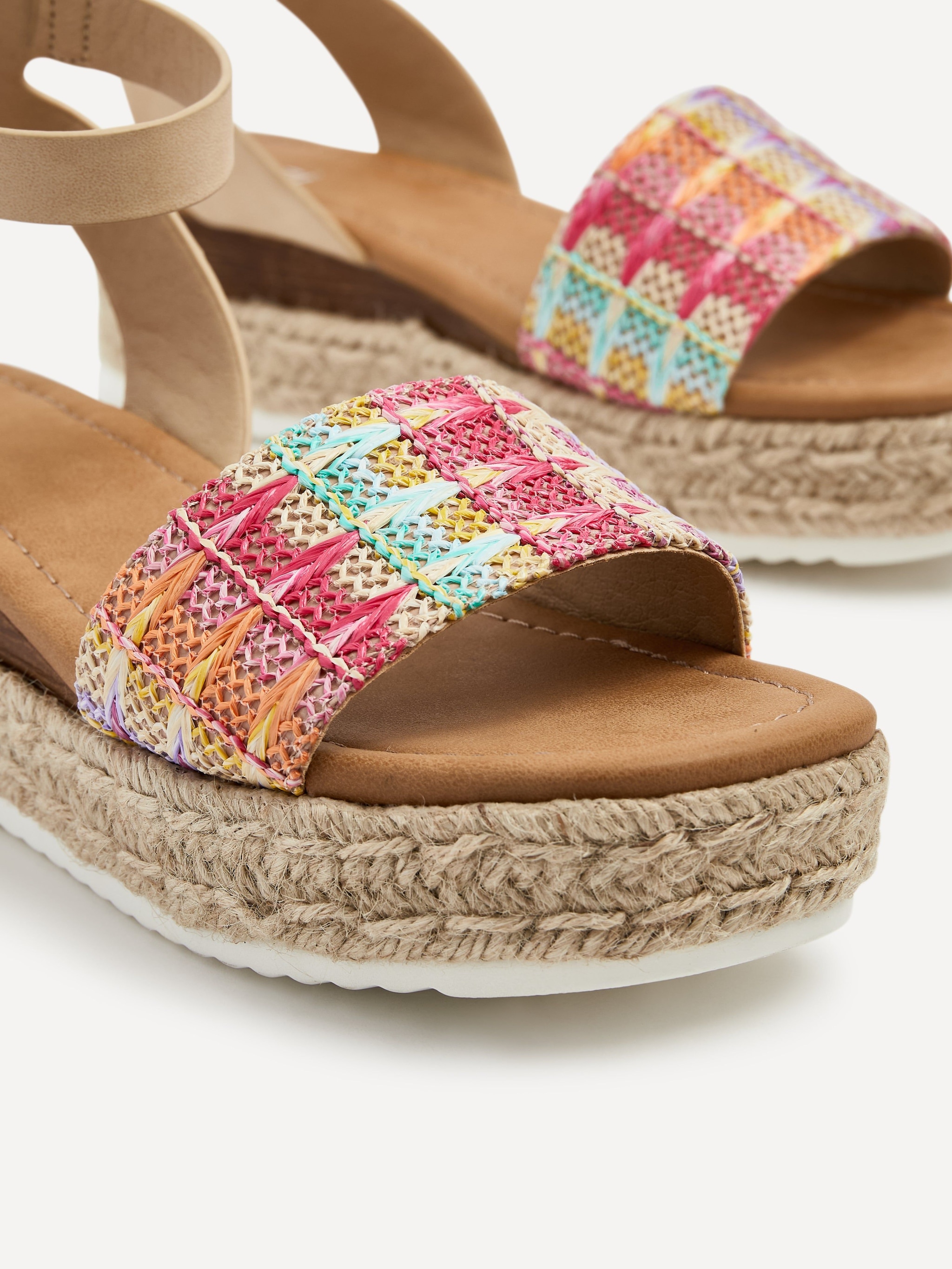 Linzi Anya Multi Coloured Raffia Flatform Sandal image 4