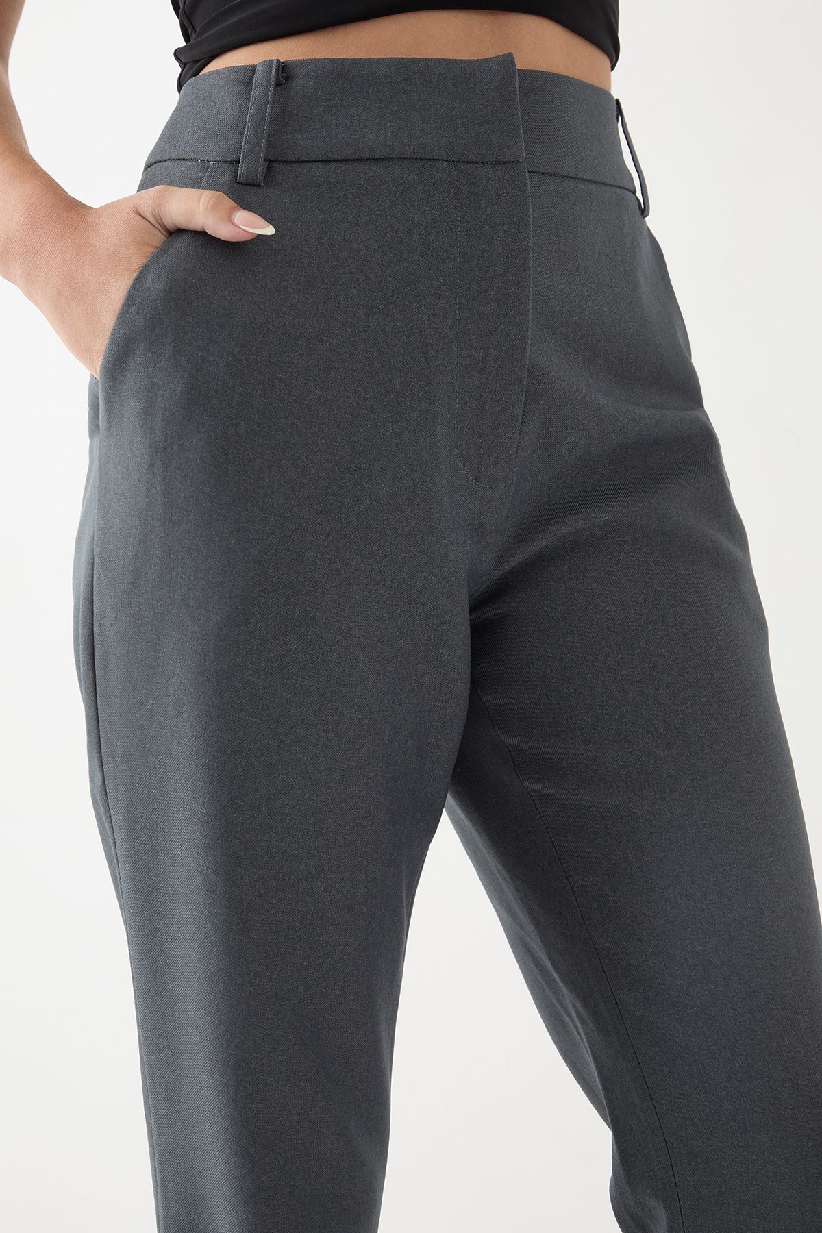 MissPap Premium Tailored Skinny Flare Trousers Grey image 4