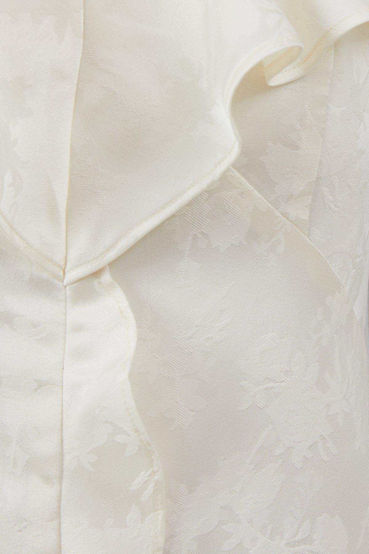 Oasis Satin Jacquard Ruffle V Neck Bridesmaid Dress Champagne image 5