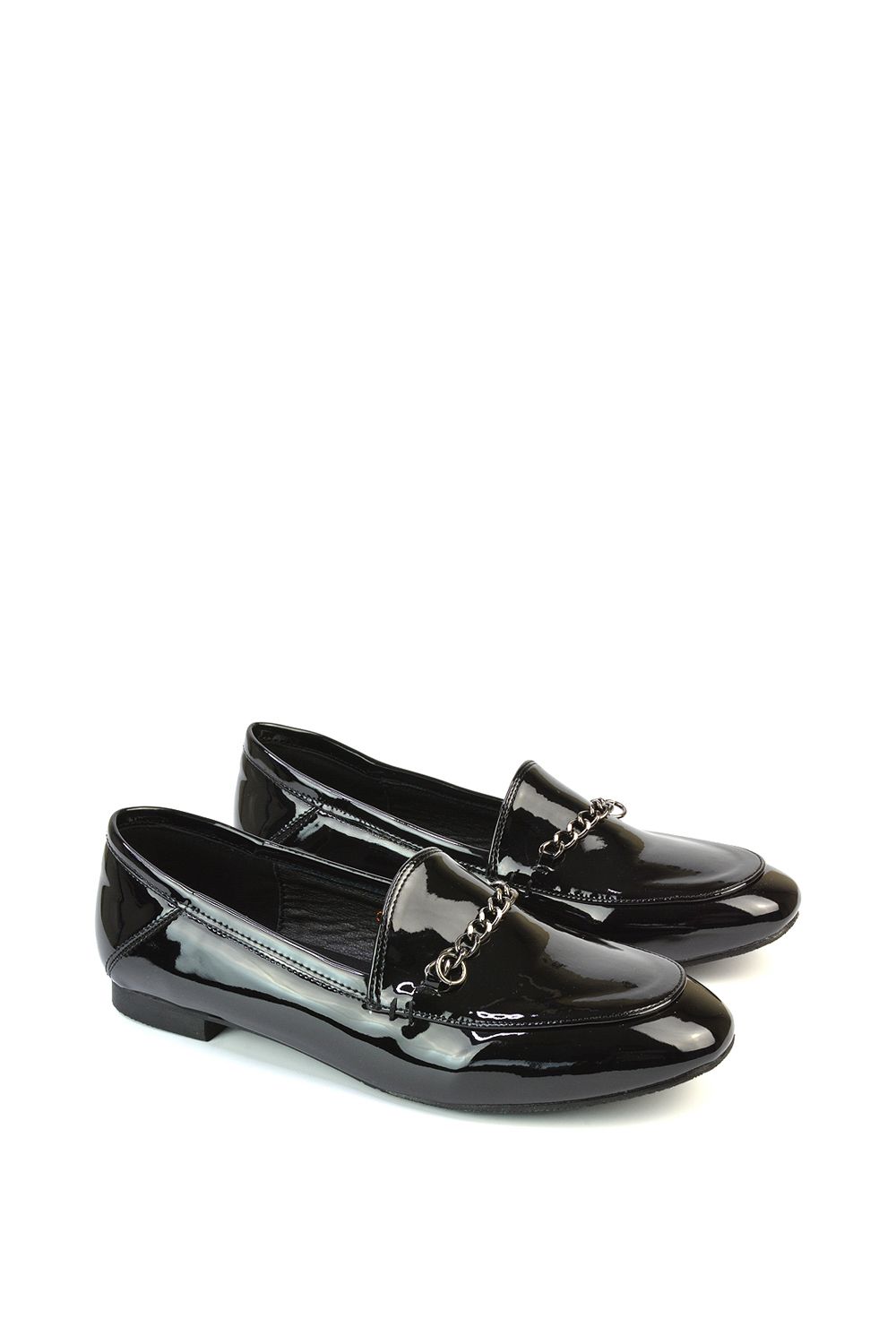 XY London 'Tessah' Chain Detail Flat Heel Slip On Loafers image 3