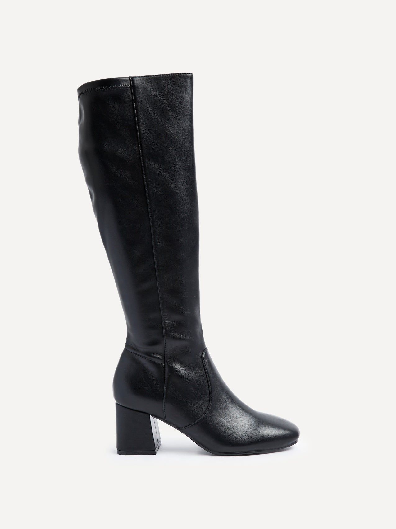 Linzi Frosty Black Faux Leather Block Heeled Knee High Boot image 1