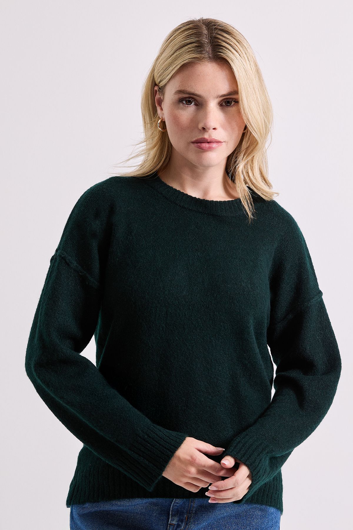 Dorothy Perkins Relaxed Crew Jumper Bottle Green image 1