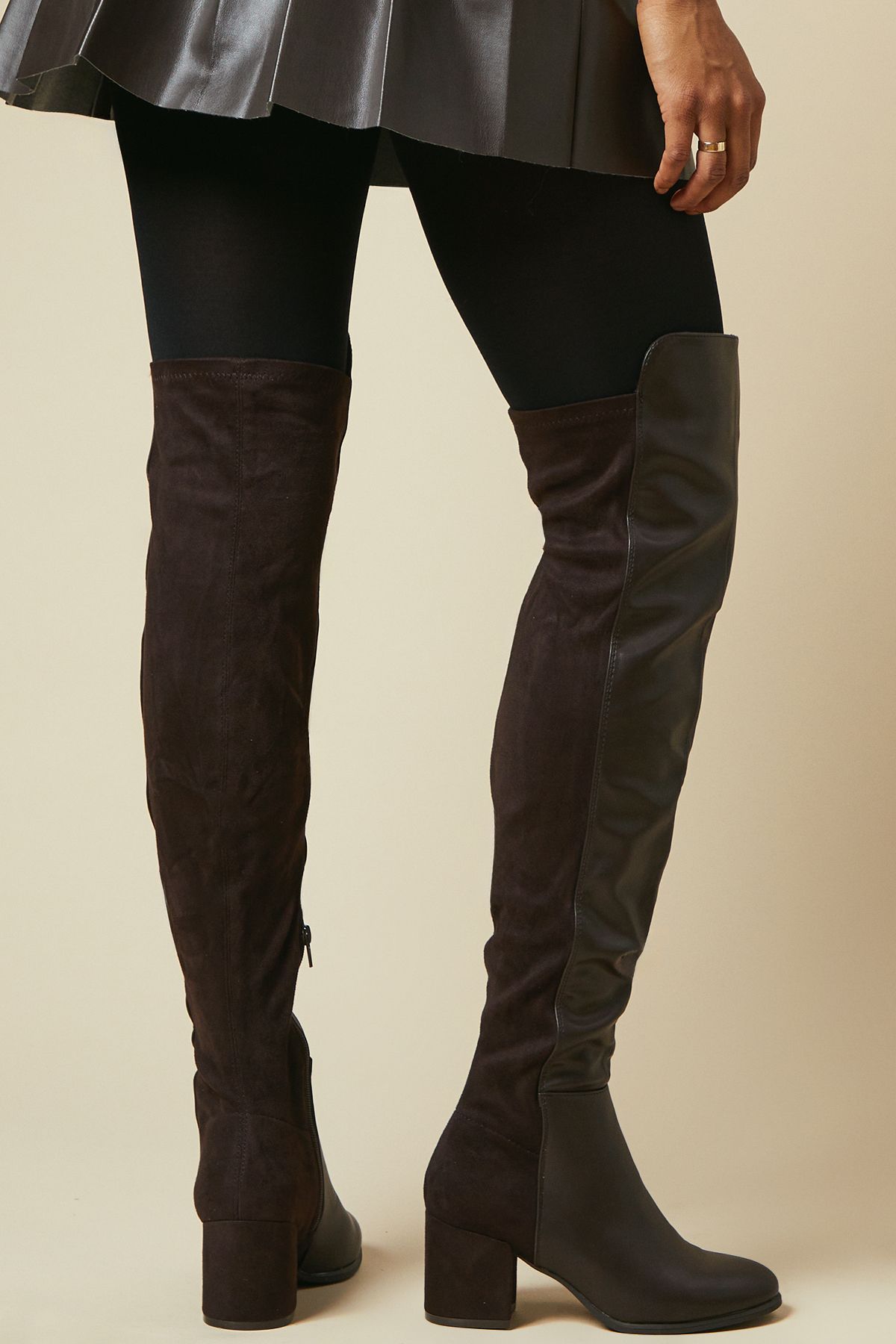 Dorothy Perkins Kelly Stretch Over The Knee Boots Chocolate image 3