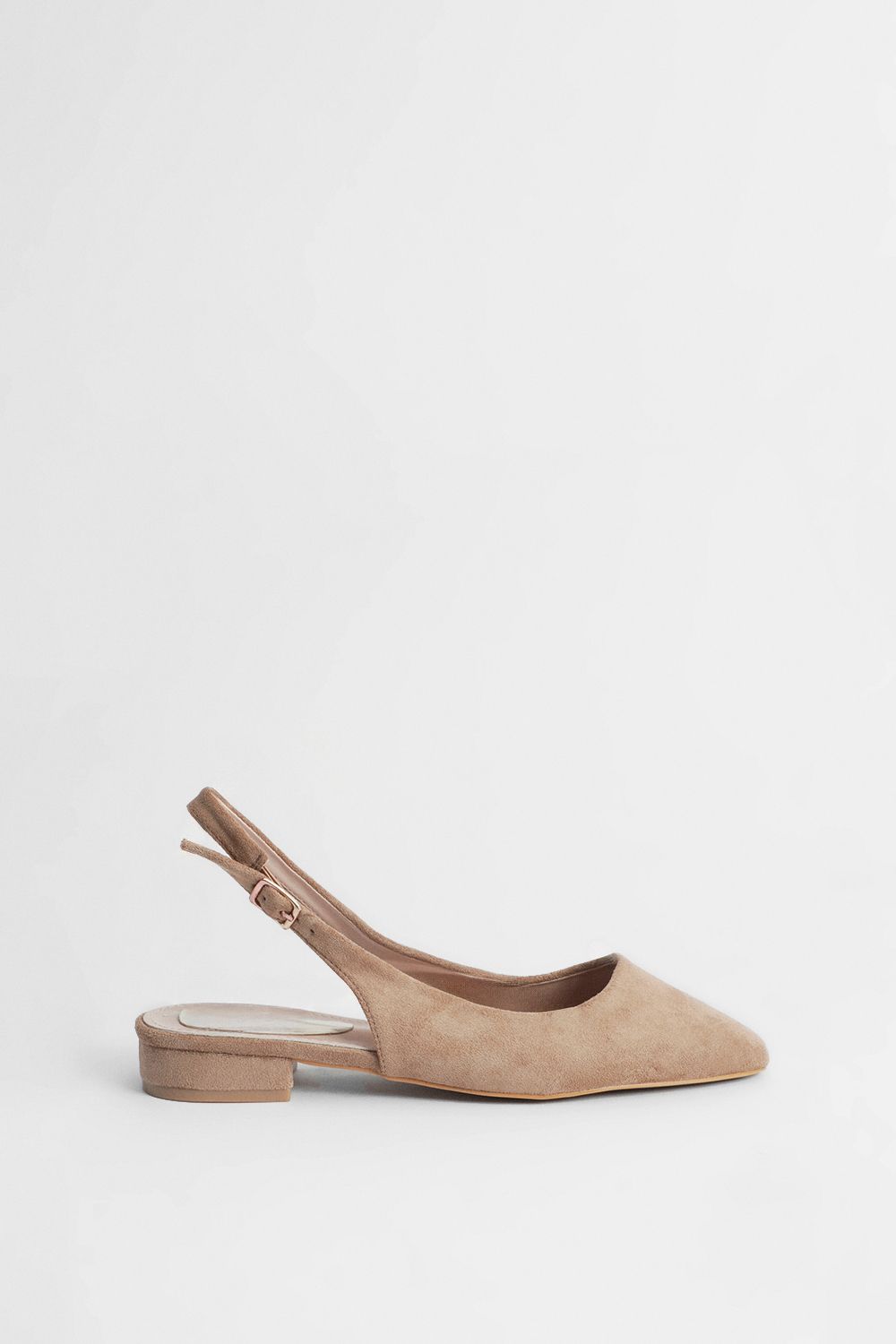 Oasis Millie Faux Metallic Leather Slingback Flat Shoes Beige