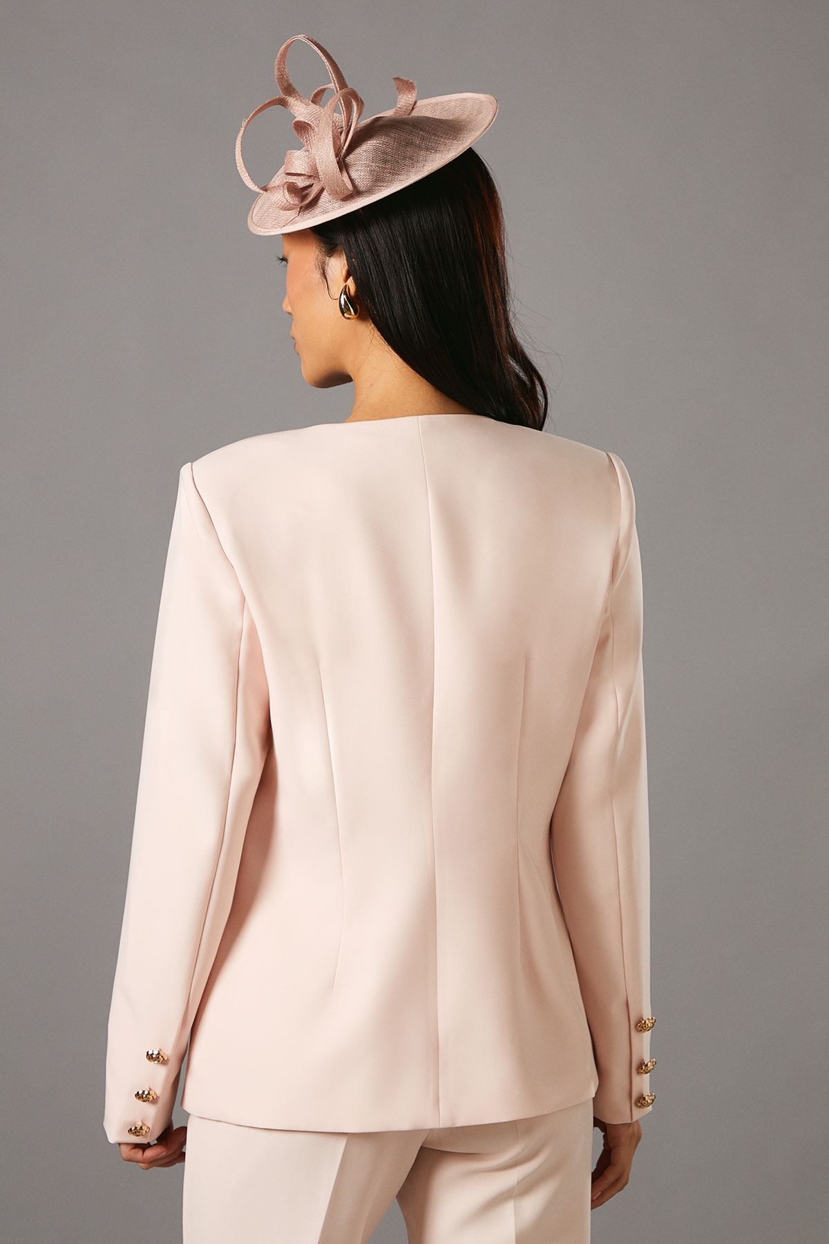 Coast Rose Button Long Sleeve Tailored Jacket Blush image 3
