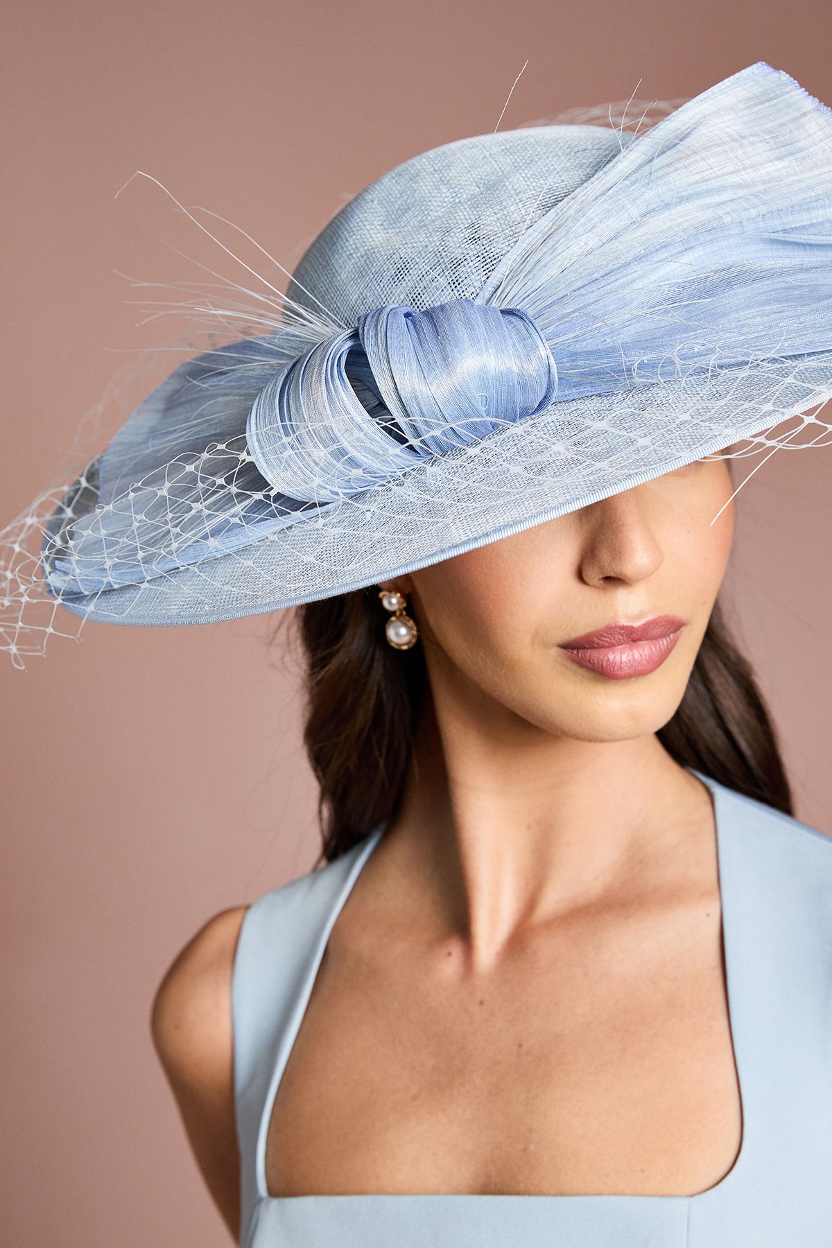 Coast Lisa Tan Bow Detail Wide Brim Hat Light Blue image 3